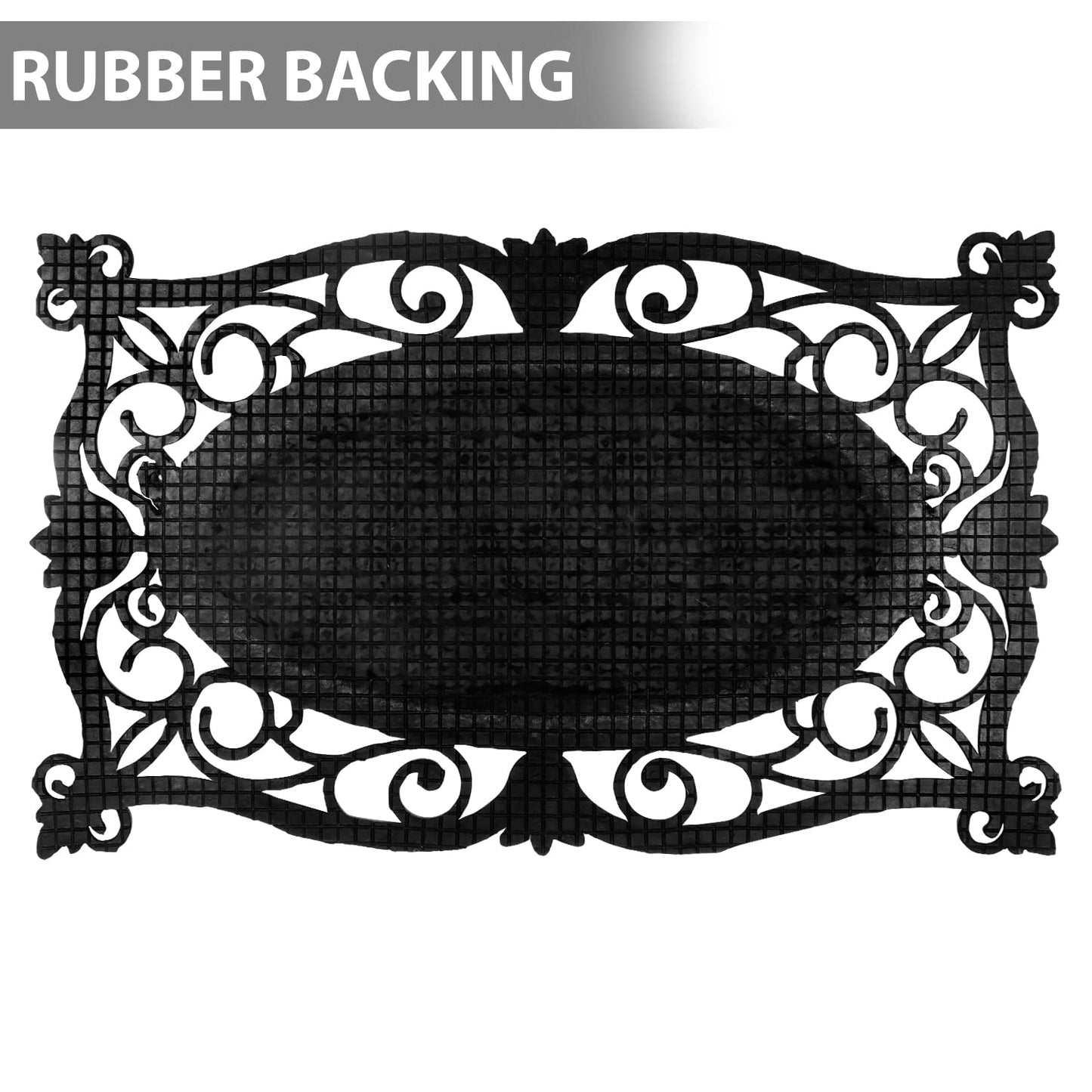 Natural Rubber Coir Doormat with Designer Border, Anti-Slip Rubber Backing, 45x75 cm