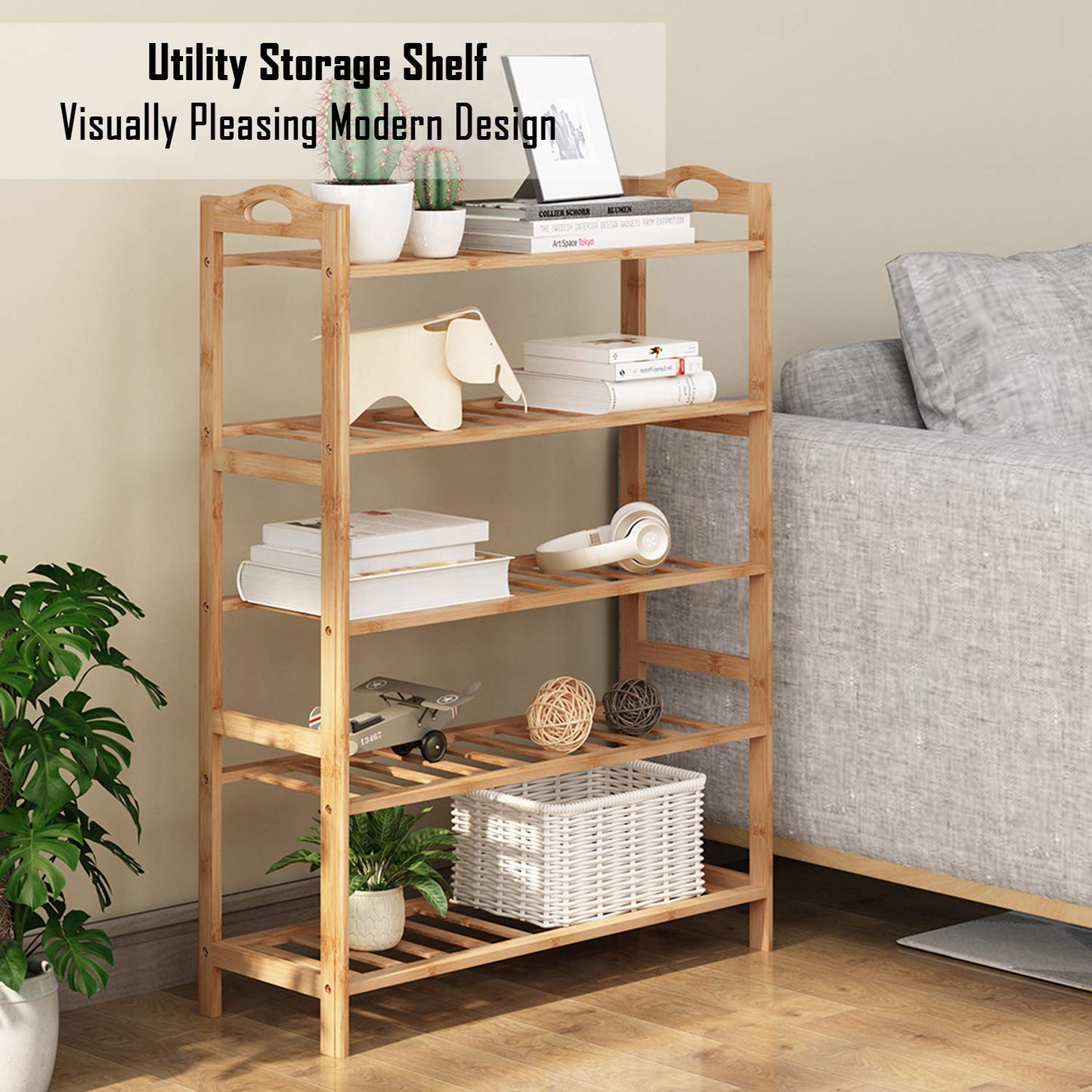 Bamboo 3/4/5 Tier Shoe Racks Slipper Stand Chappal Storage Organizer Utility Racks