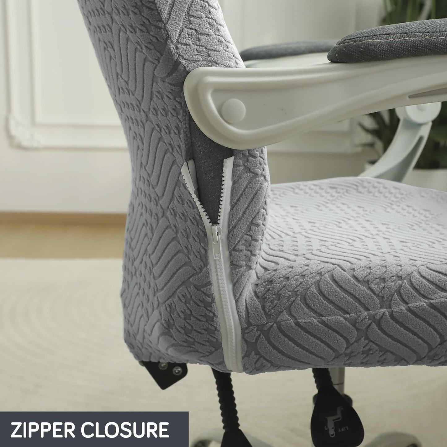 170GSM Stretchable Jacquard Office Chair Cover, Light Grey