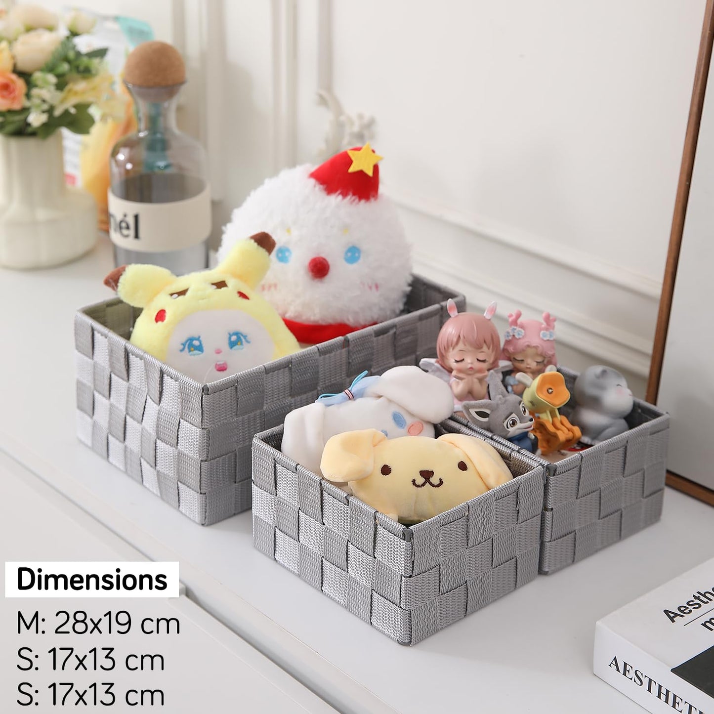Nylon Storage Basket Desk Organizer, Grey