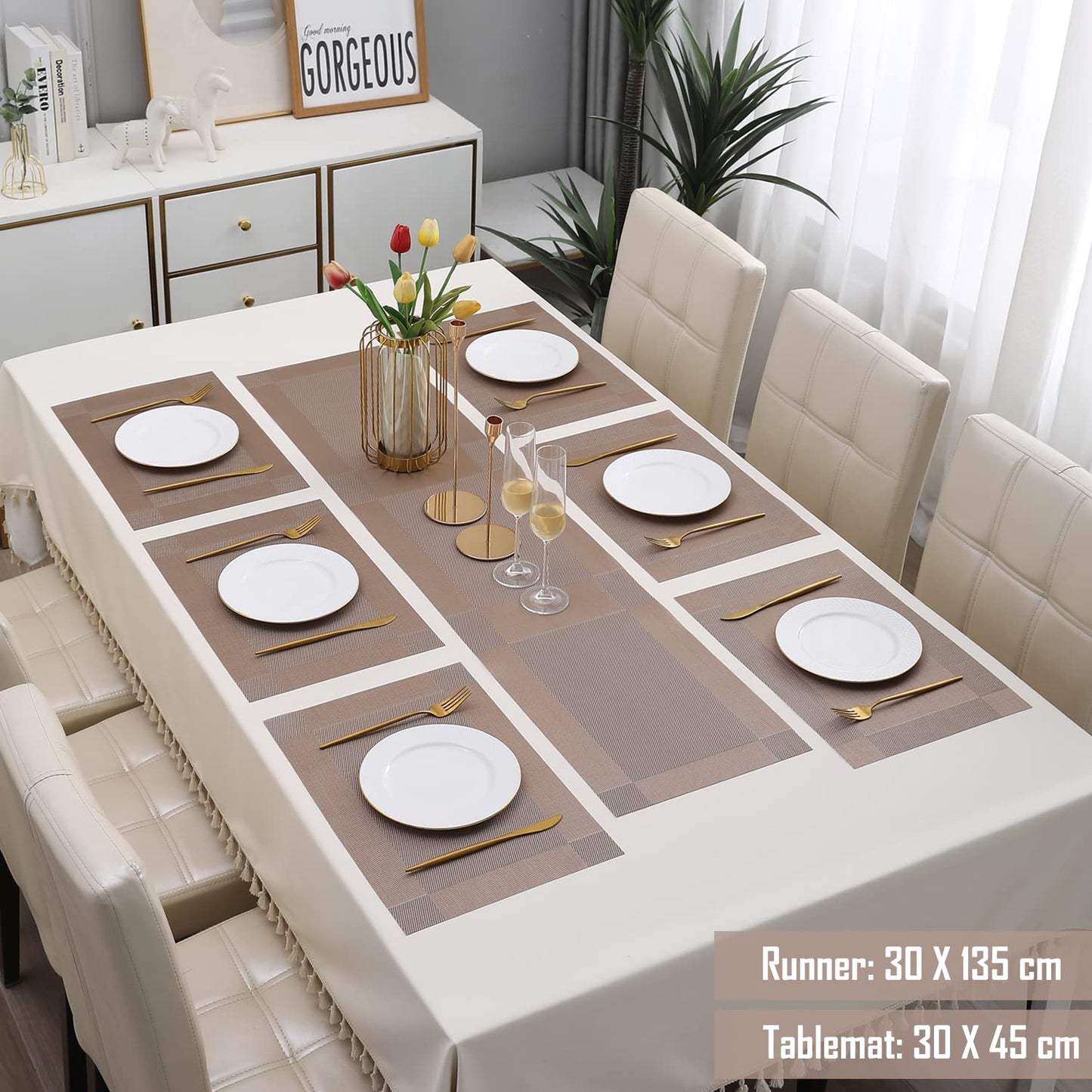 PVC Dining Table Mats, Copper Brown