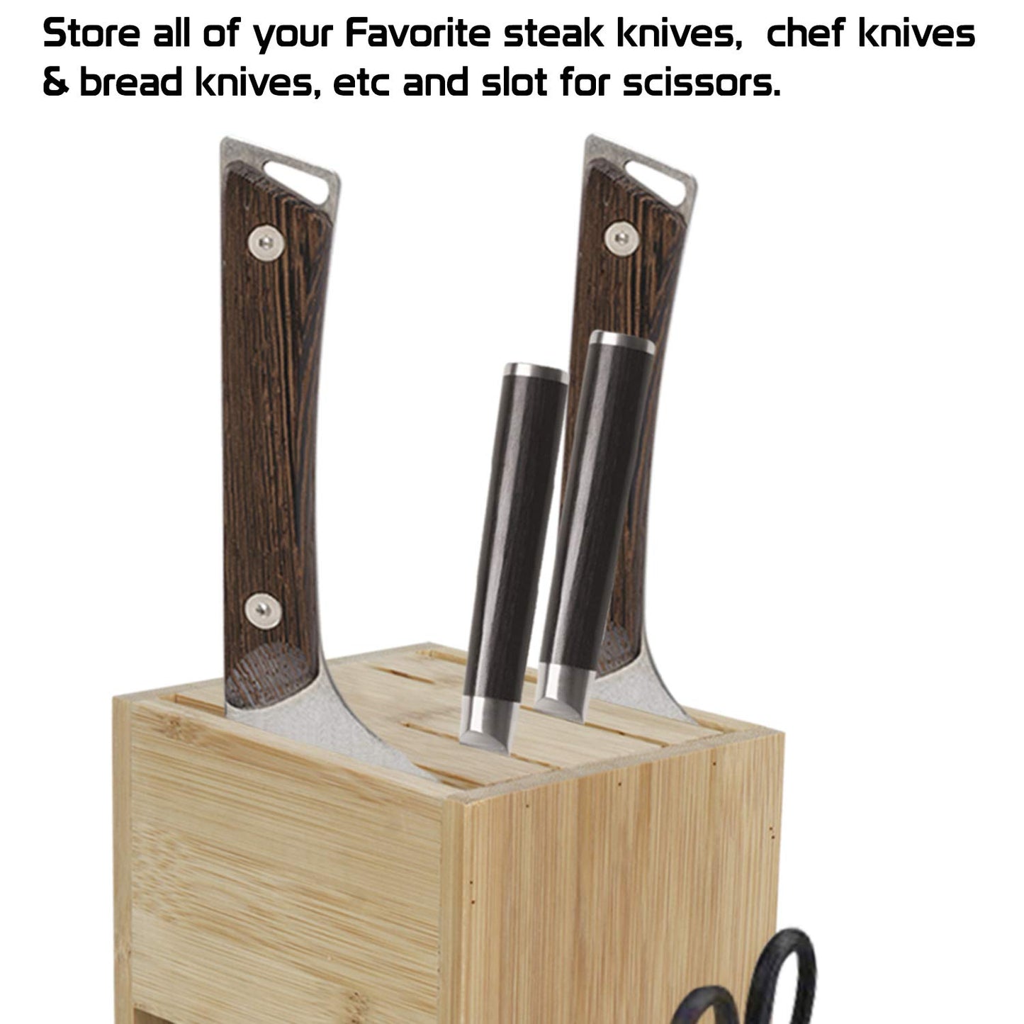 Wooden Knife Holder for Kitchen, Universal Knives Holder Stand with 5 Slots.