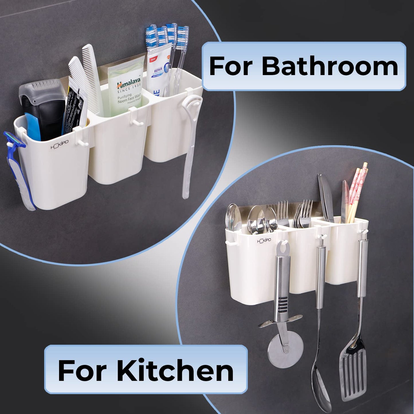 Self Adhesive Plastic Storage Rack For Bathroom/Wash Basin Shower Accessories,White