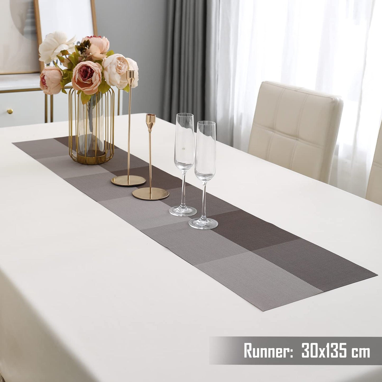 PVC Dining Table Runner, Brown