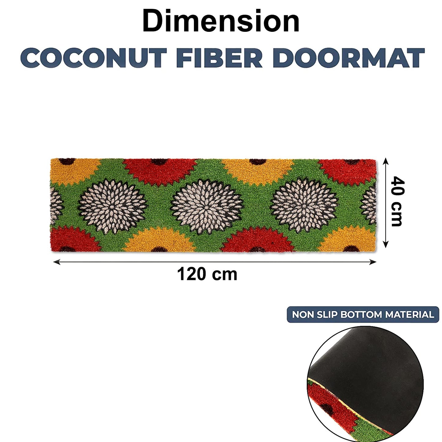 Coir Entrance Door Mat with Anti-Slip PVC Backing