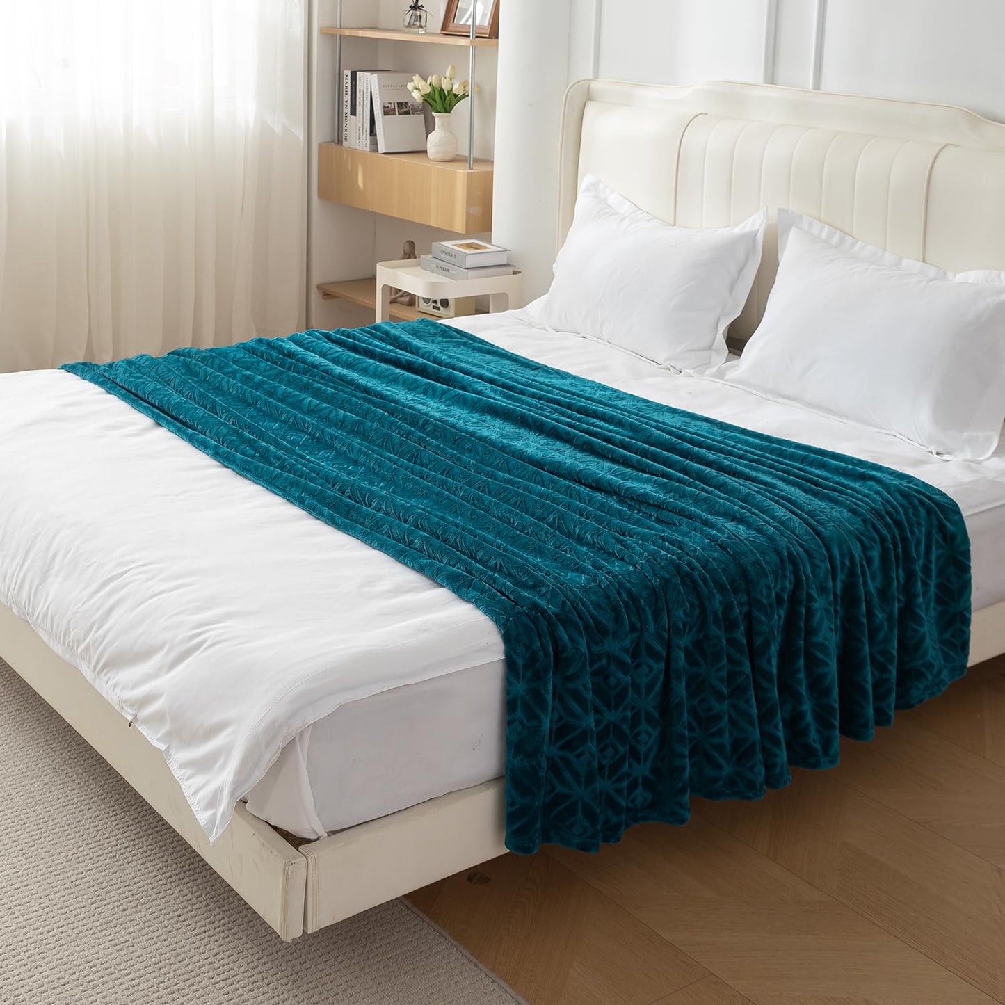 Buy Teal Soft, Warm, Luxury Fleece Double Bed Blanket | HOKIPO