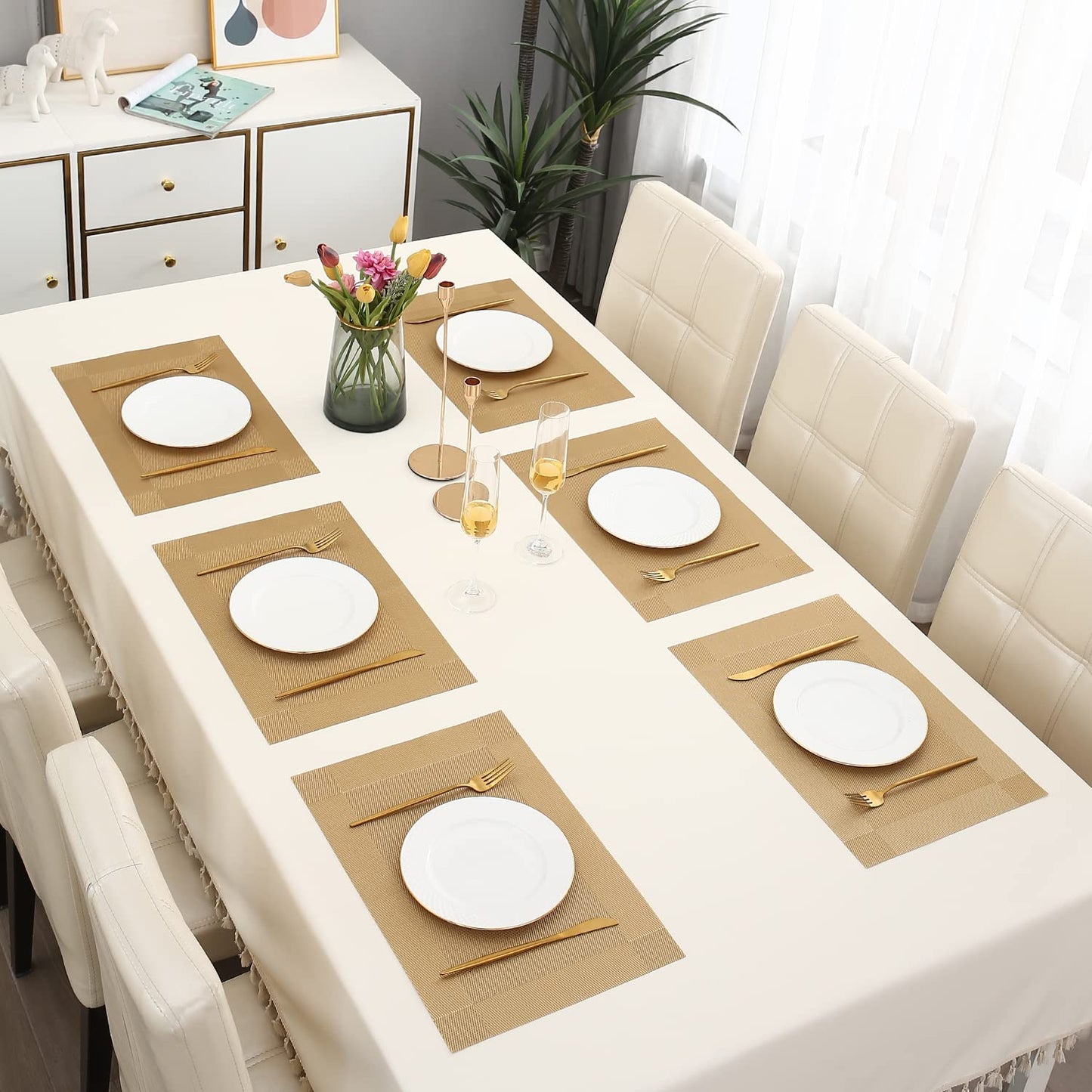 PVC Dining Table Mats, Gold