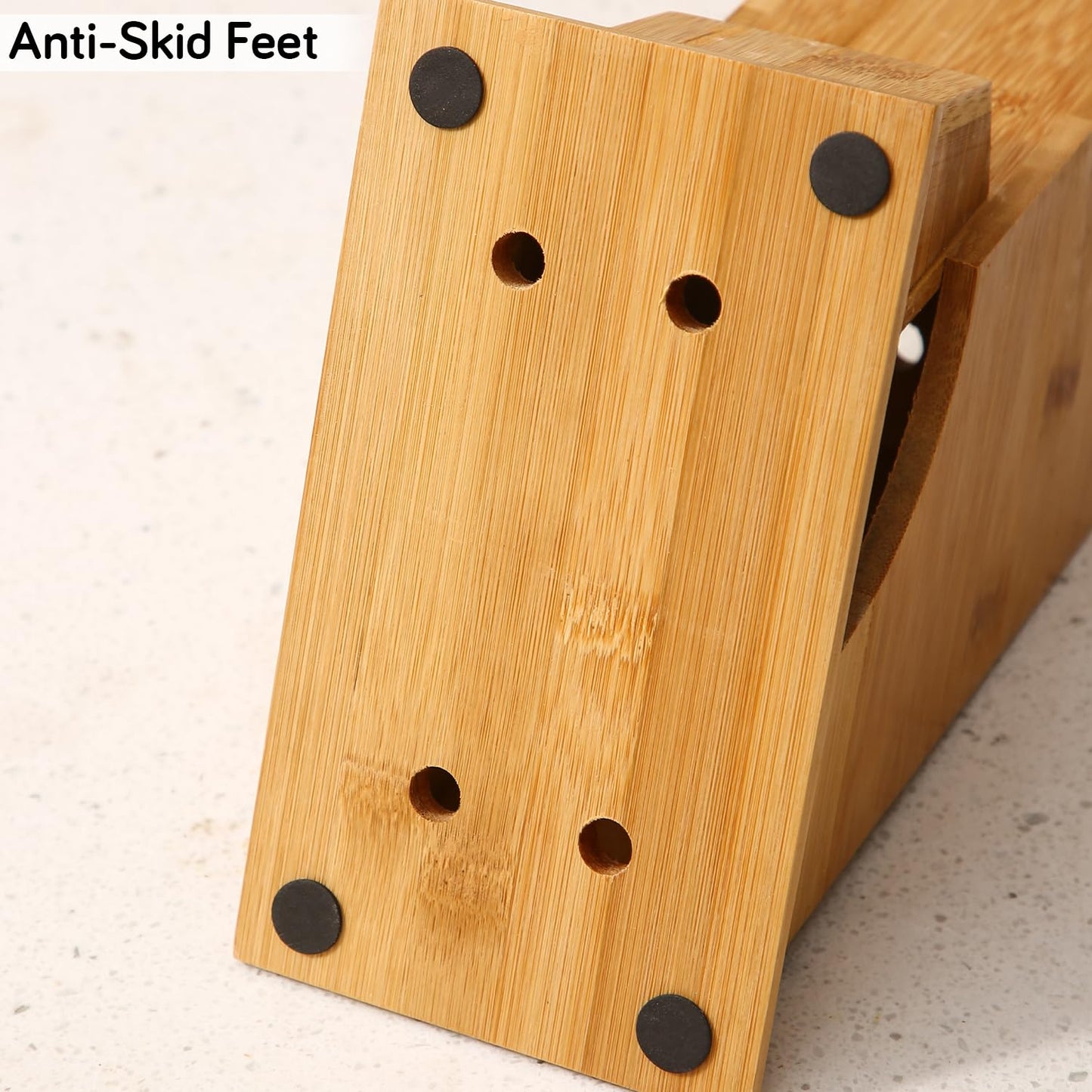 Wooden Knife Holder for Kitchen, Universal Knives Holder Stand with 5 Slots