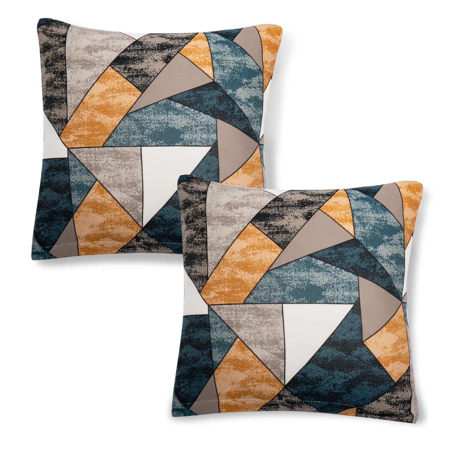 Stretchable Pack of 2 Cushion Cover 16x16, Multicolor Geometric Print