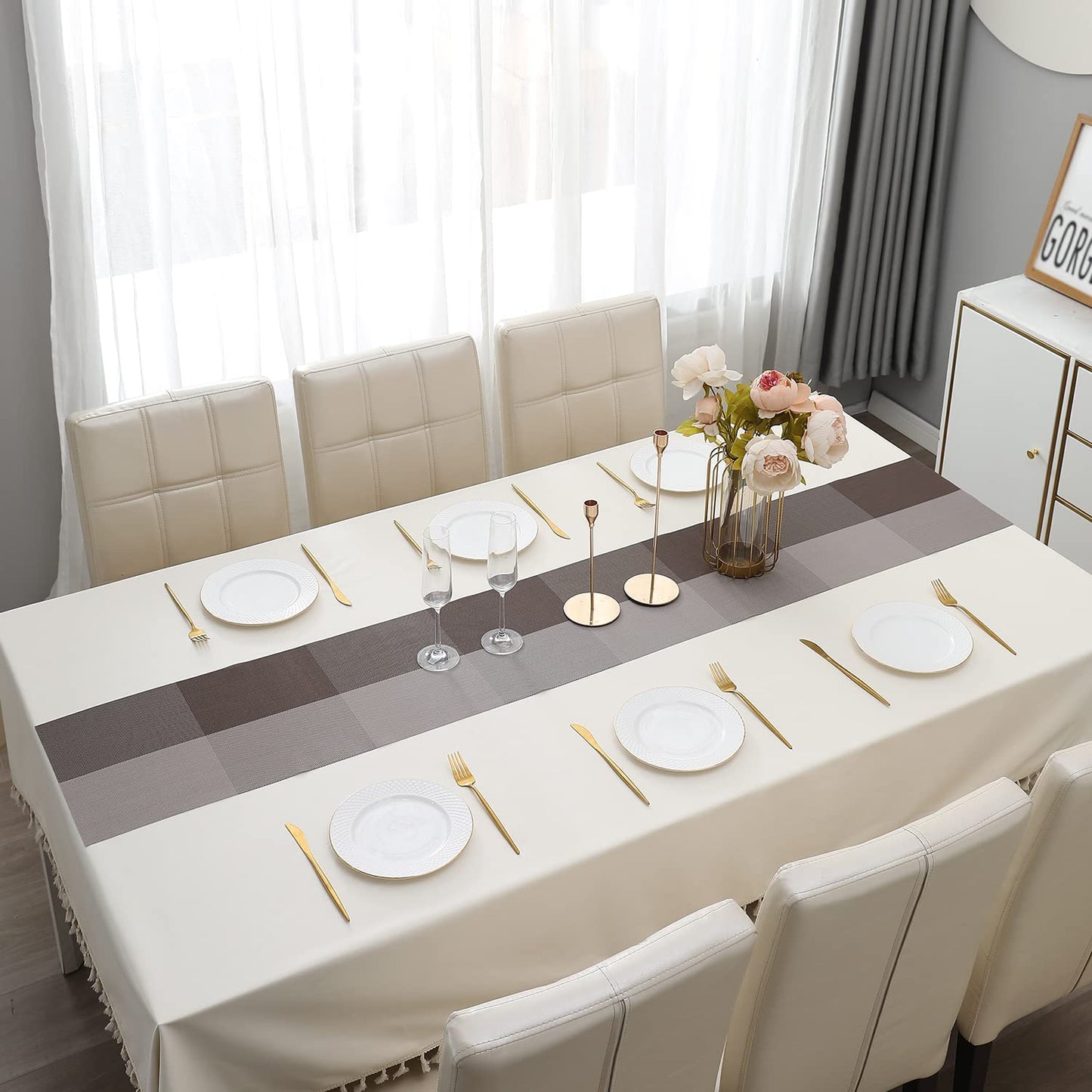 PVC Dining Table Runner, Brown