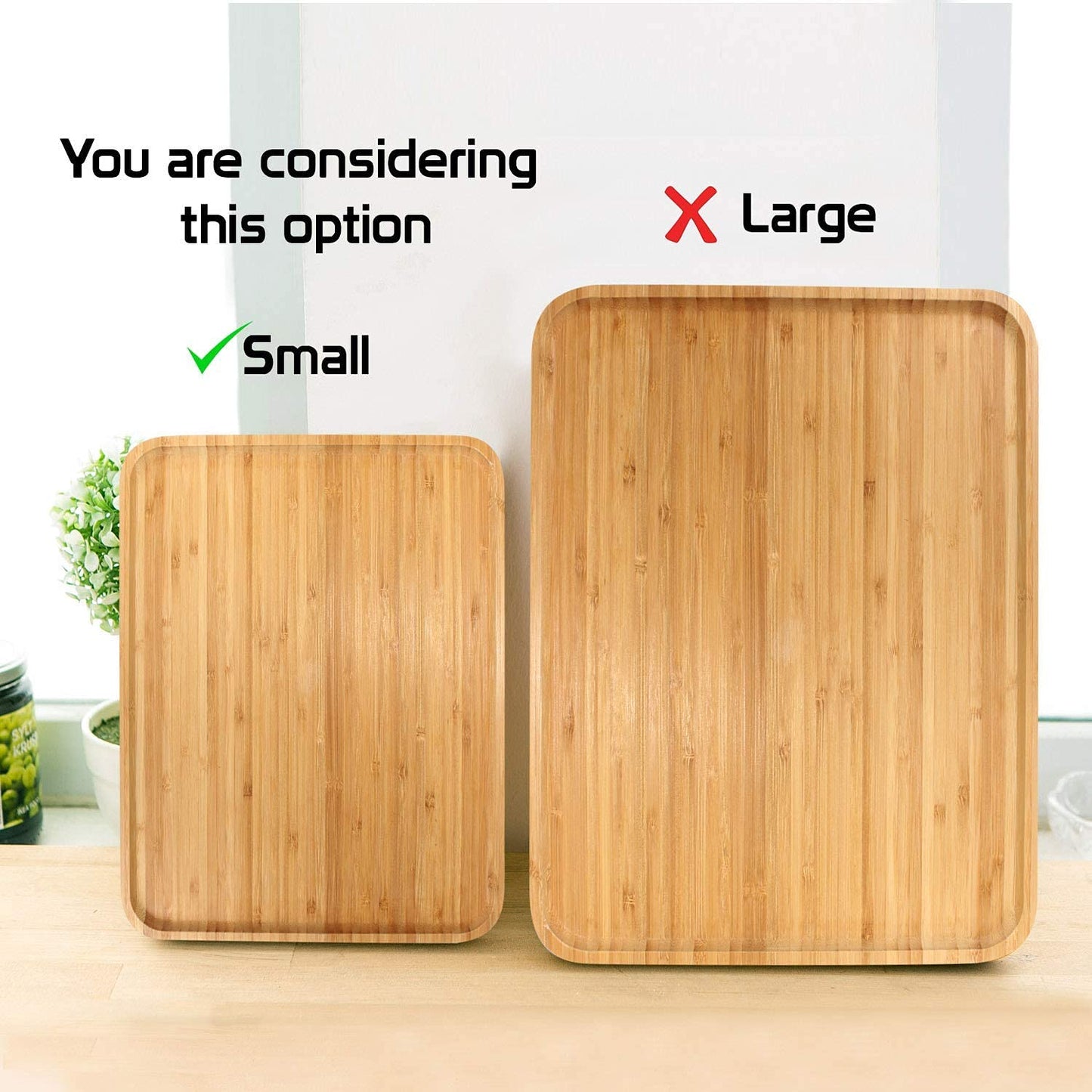 Wooden Bamboo Serving Tray, Small - Set of 2