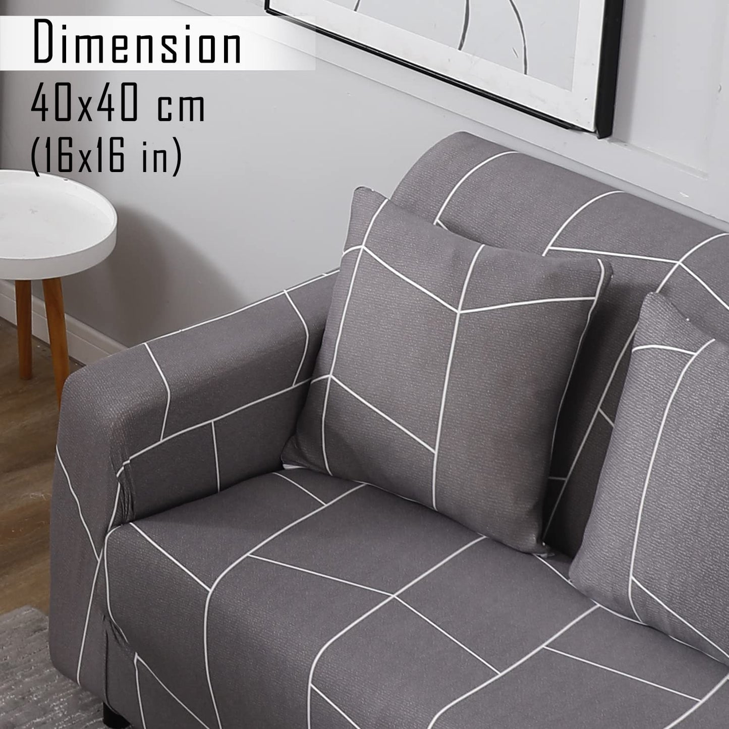 Ash Grey Abstract Printed zippered sofa pillow covers Set of 2