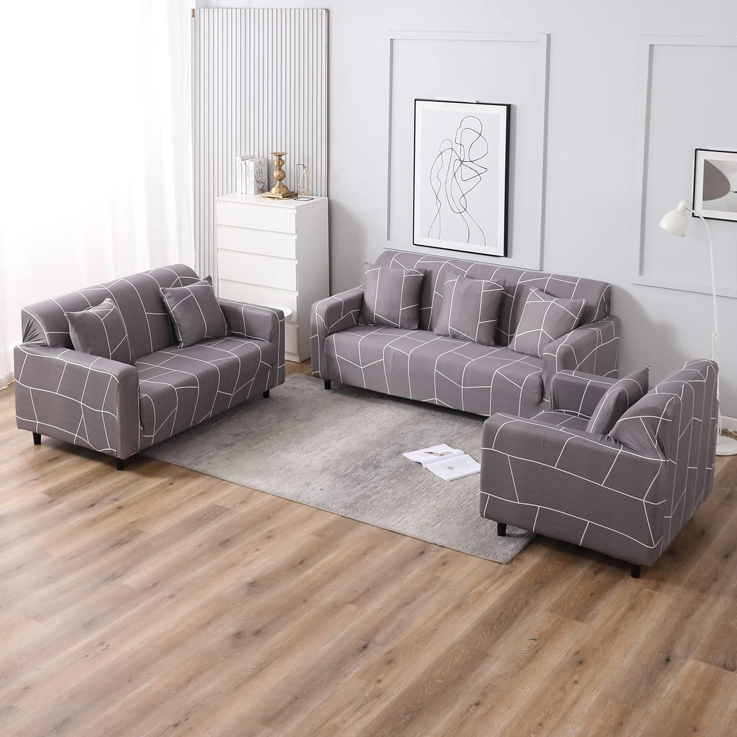 Ash Grey Abstract Printed zippered square sofa pillow covers
