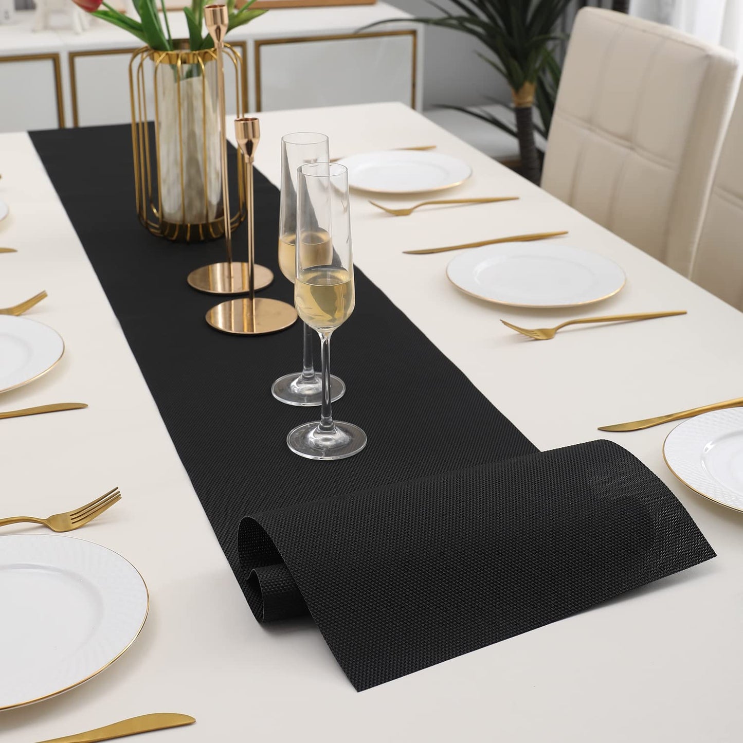 PVC Table Runner, Black