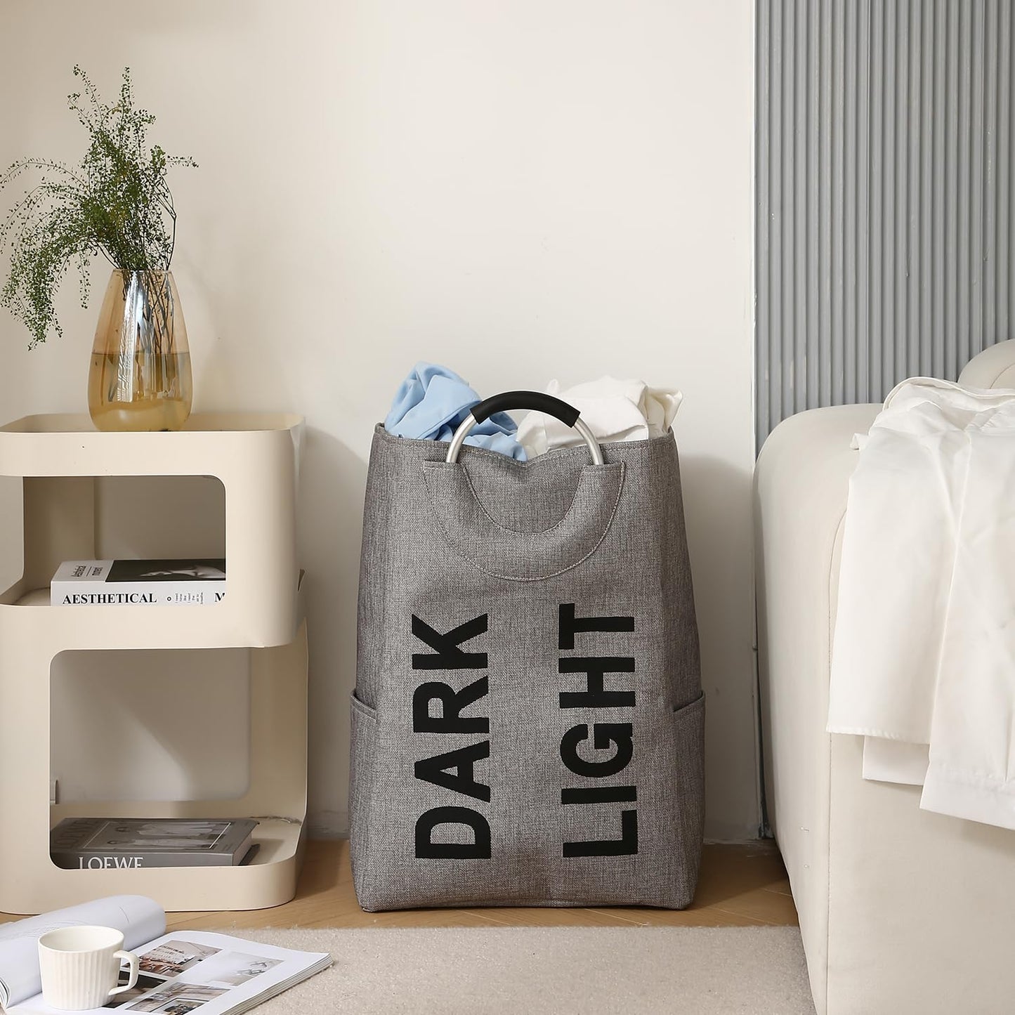 Folding Laundry Bag for Clothes Hamper Basket Collapsible Storage Basket, Grey