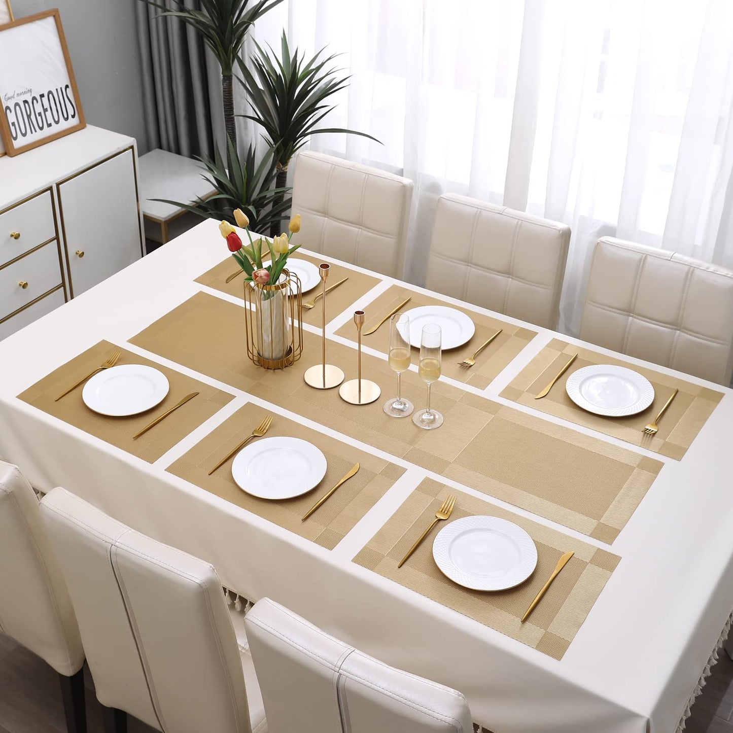 PVC Dining Table Mats, Gold