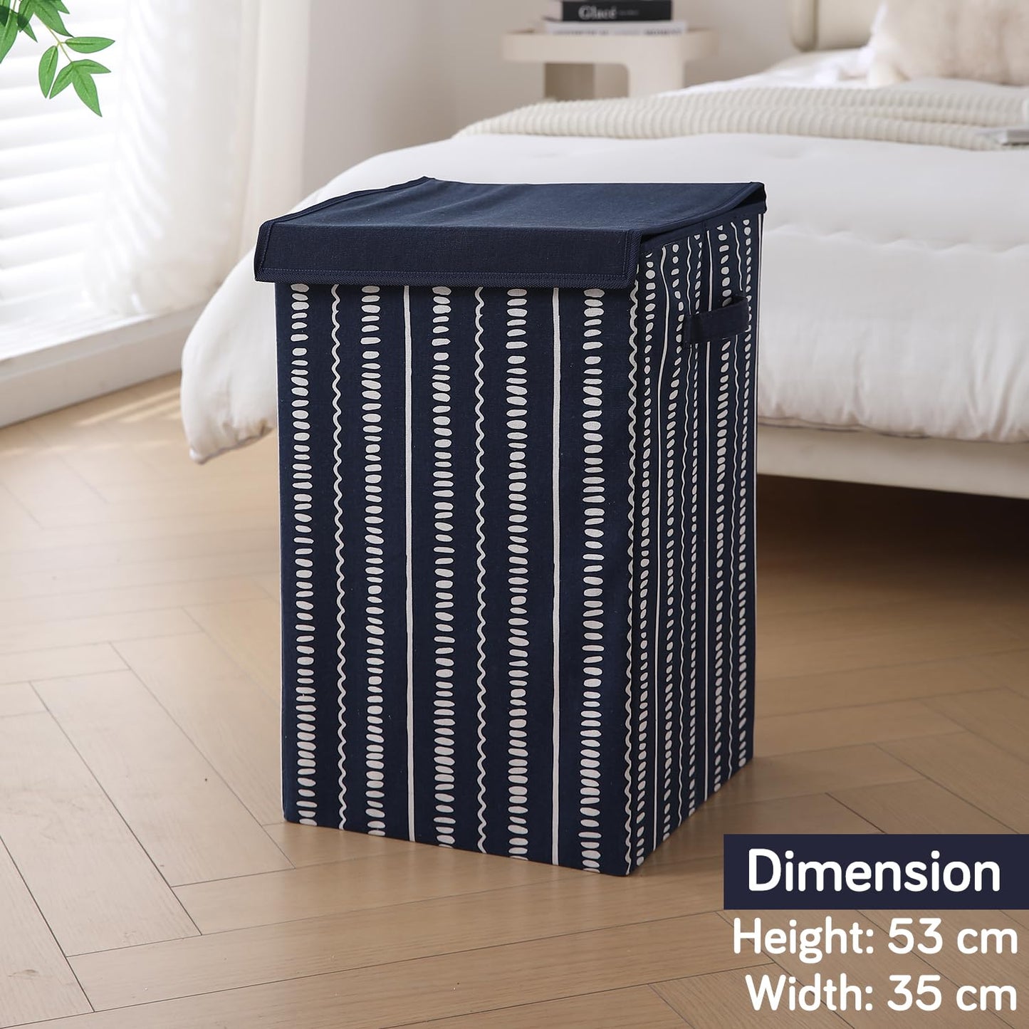 Foldable Laundry Basket for Clothes with Lid, Abstract Lines