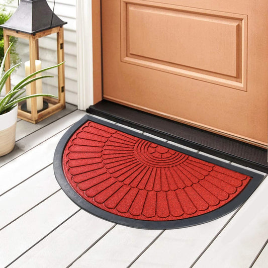 Large 45X75 PP Entry Mat Foot mat Half Circle Design Anti Slip Floor mat for Entrance, Main Door mat, Red