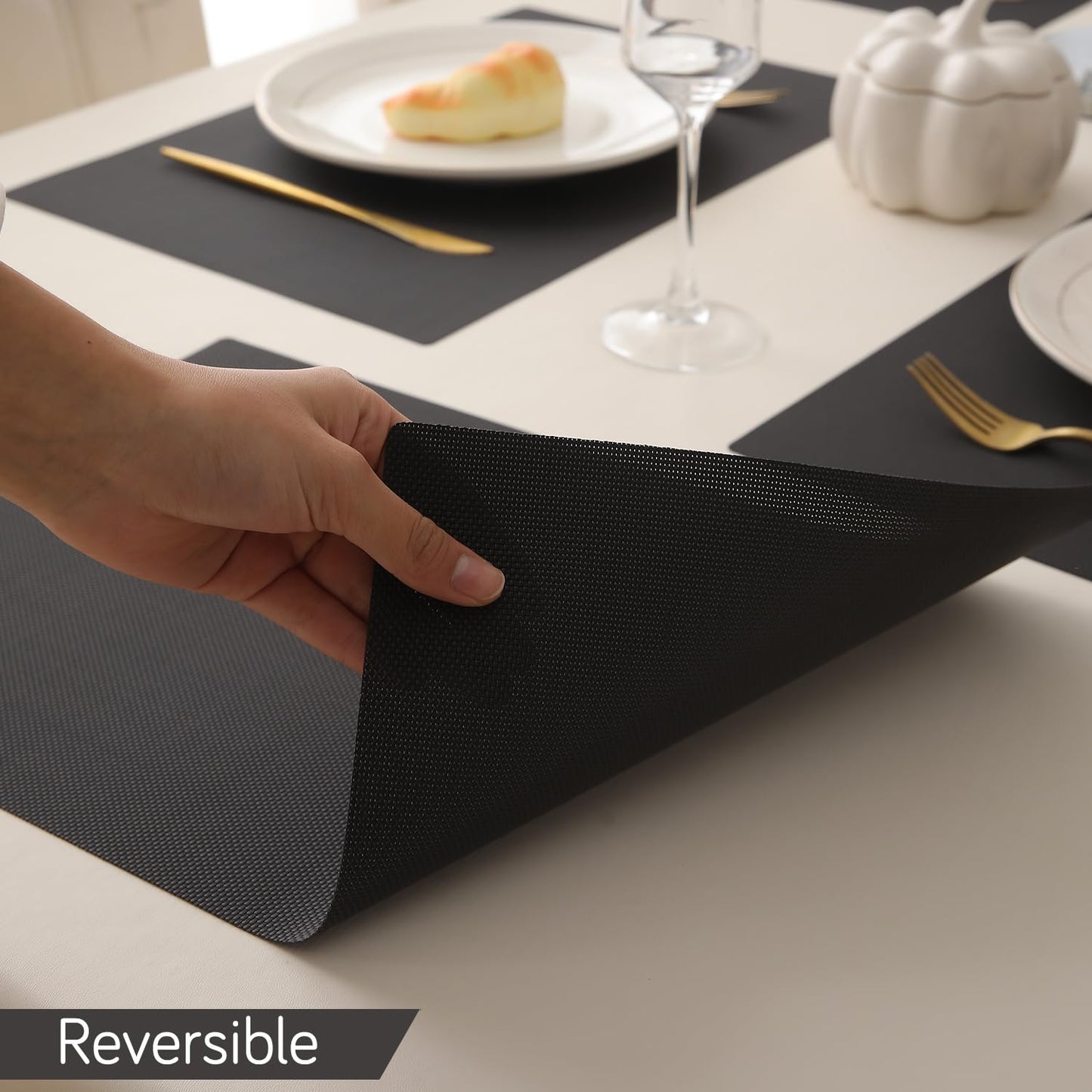 PP Waterproof Dining Table Mat, Chocolate Brown