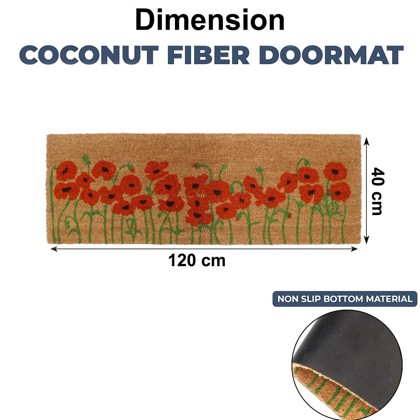 Coir Entrance Door Mat with Anti-Slip PVC Backing