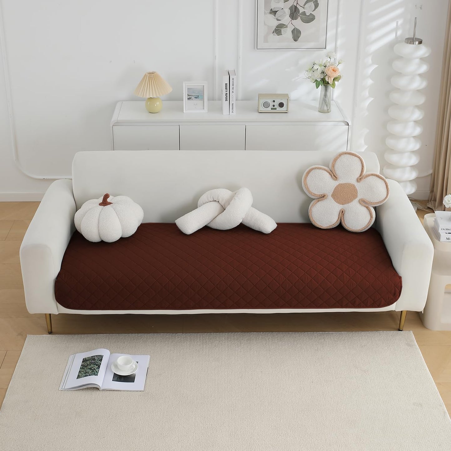Water Repellent + Waterproof Quick Dry Sofa Seat Mat for 1/2/3 Seater Sofa - Brown