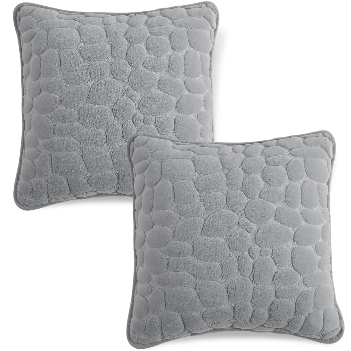 Milk Velvet Pebble Cushion Cover Pack of 2, Moon Grey