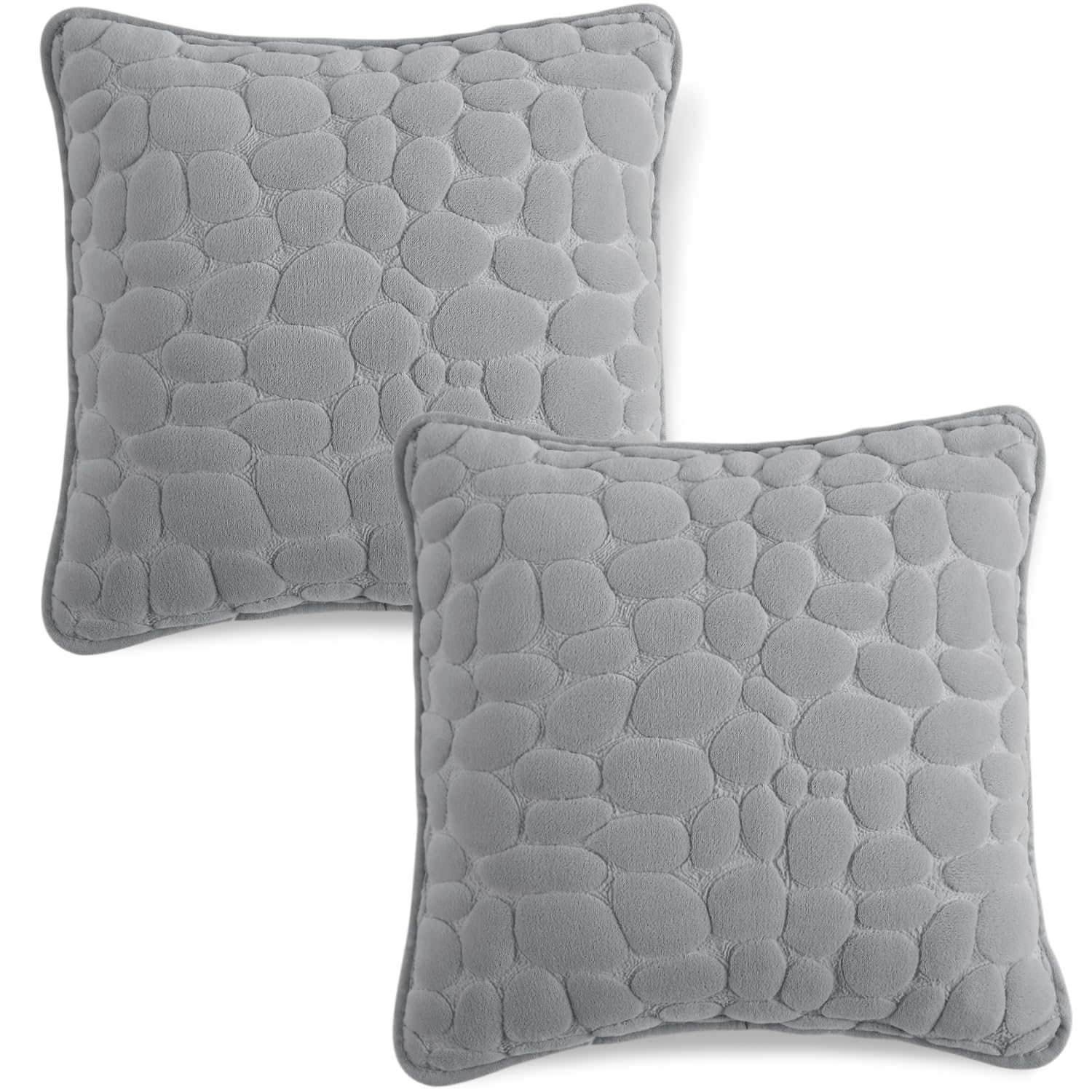 Buy Cute Moon Grey colour Zippered Pebble Texture Milk Velvet Pillow Covers