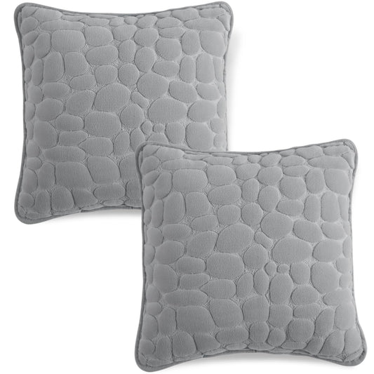 Buy Cute Moon Grey colour Zippered Pebble Texture Milk Velvet Pillow Covers