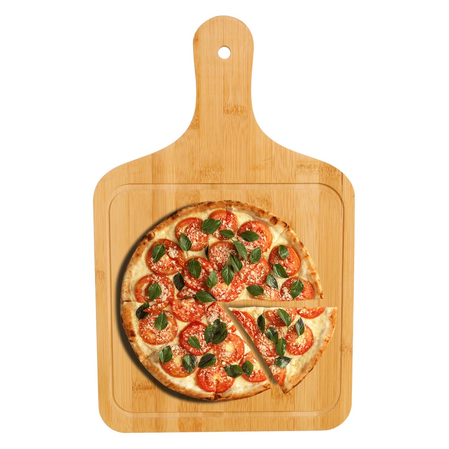 Wooden Platter Serving Tray with Handle | Pizza Tray | Snacks Serving Platter, 40x25 cm