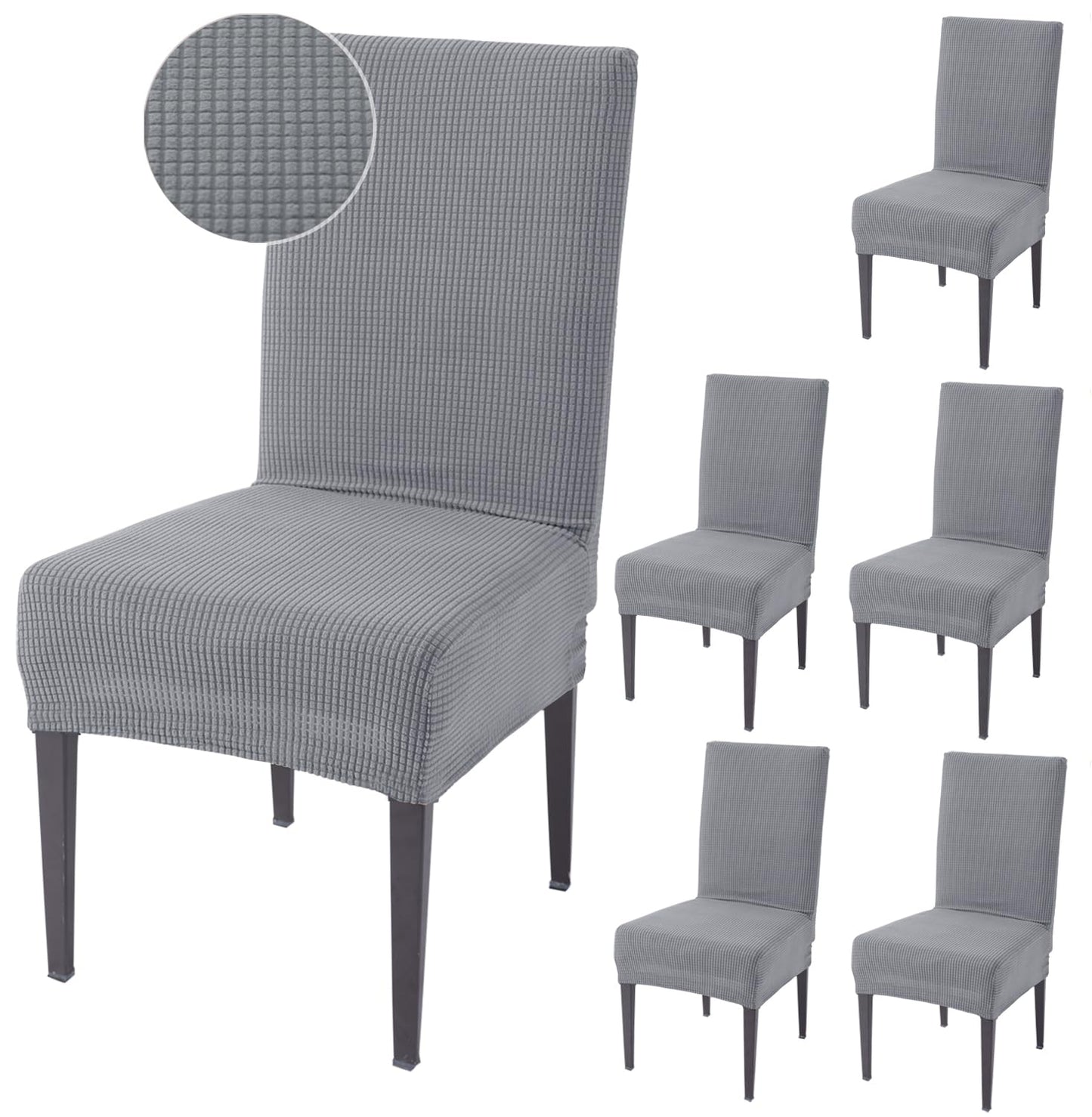 200 GSM Jacquard Set of 1/2/4/6 Dining Chair Cover, Light Grey