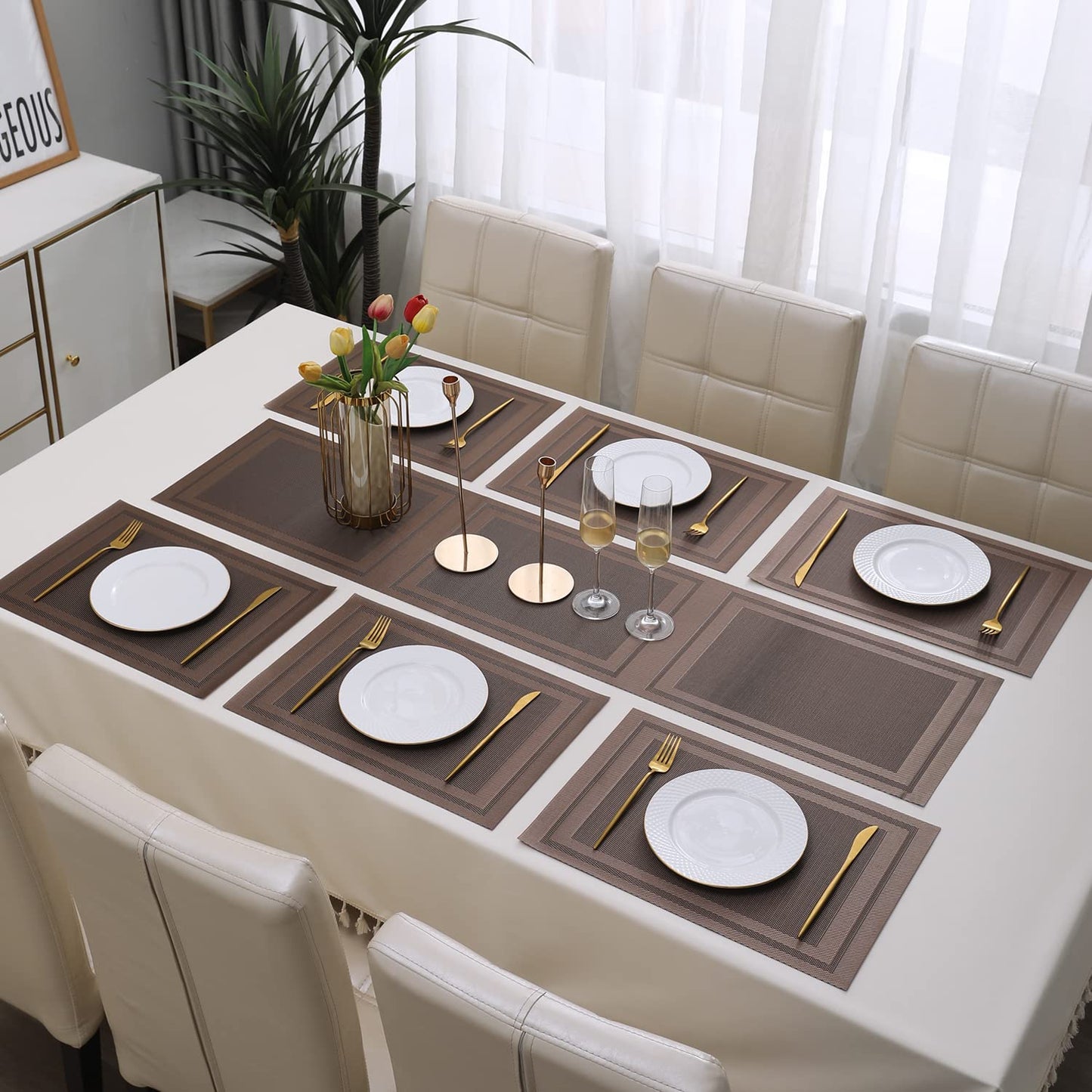 PVC Dining Table Mats, Copper Brown