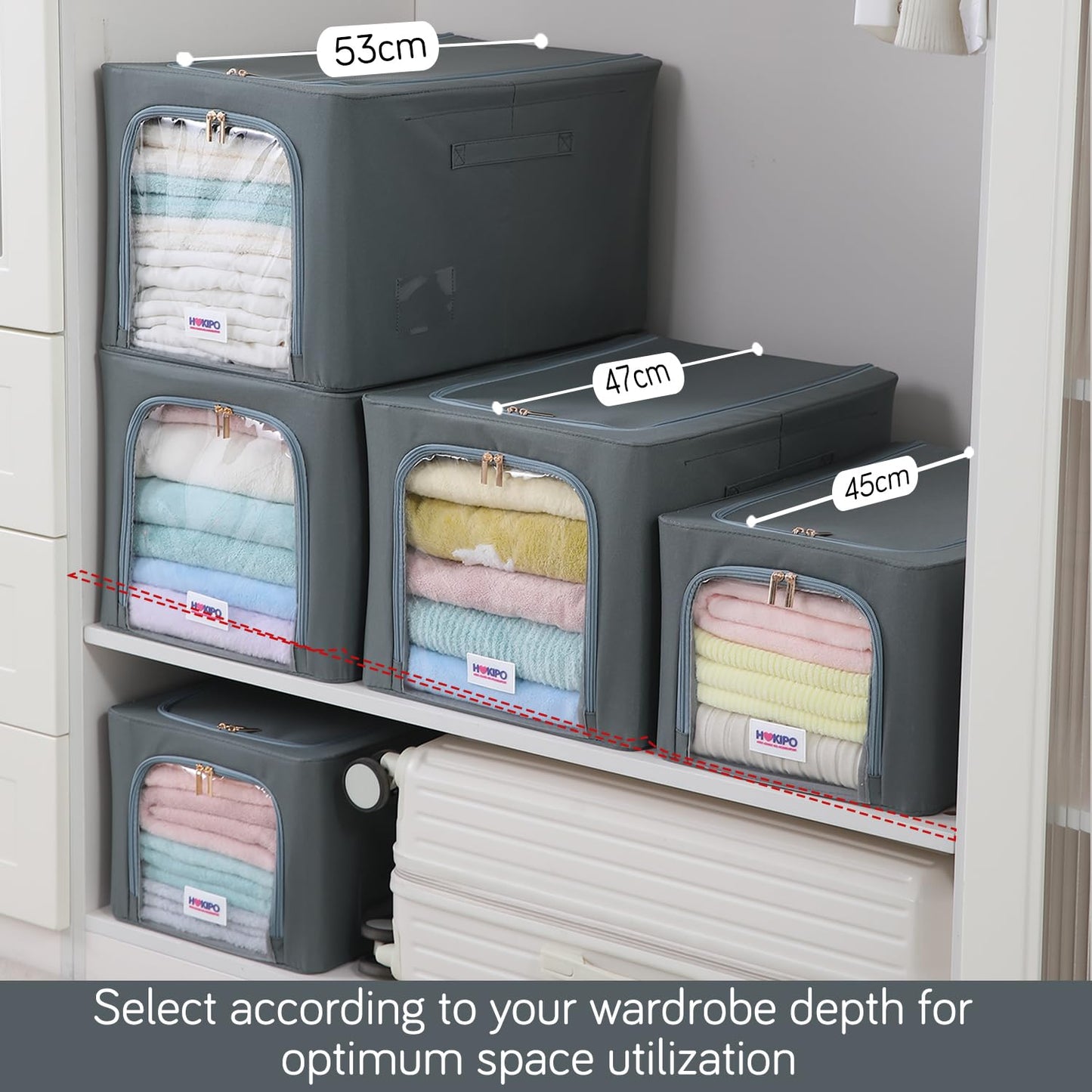 600D Oxford Fabric Wardrobe Organizer for Storage - Grey