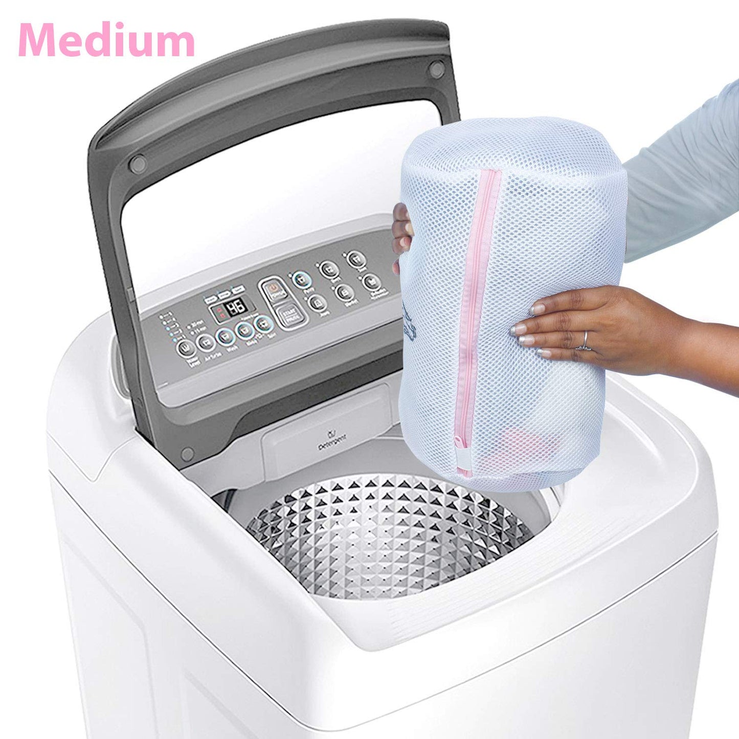 Premium Dual Layered Mesh Bags for Laundry Clothes Washing Bag, Pack of 5 (White)