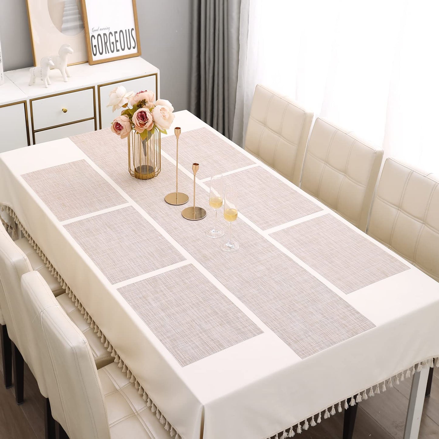PVC Dining Table Mats, Beige
