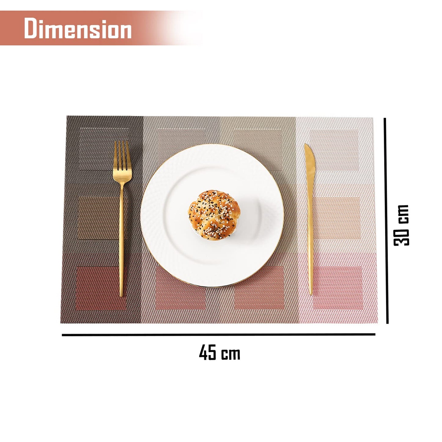 PVC Dining Table Mats, Gradient Red