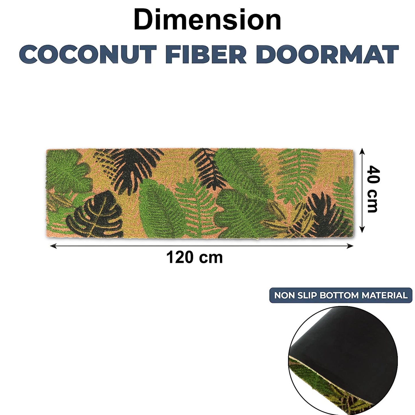 Coir Entrance Door Mat with Anti-Slip PVC Backing
