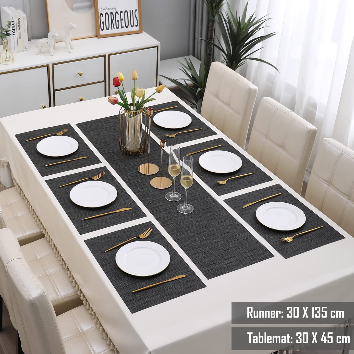 PVC Dining Table Mats, Black