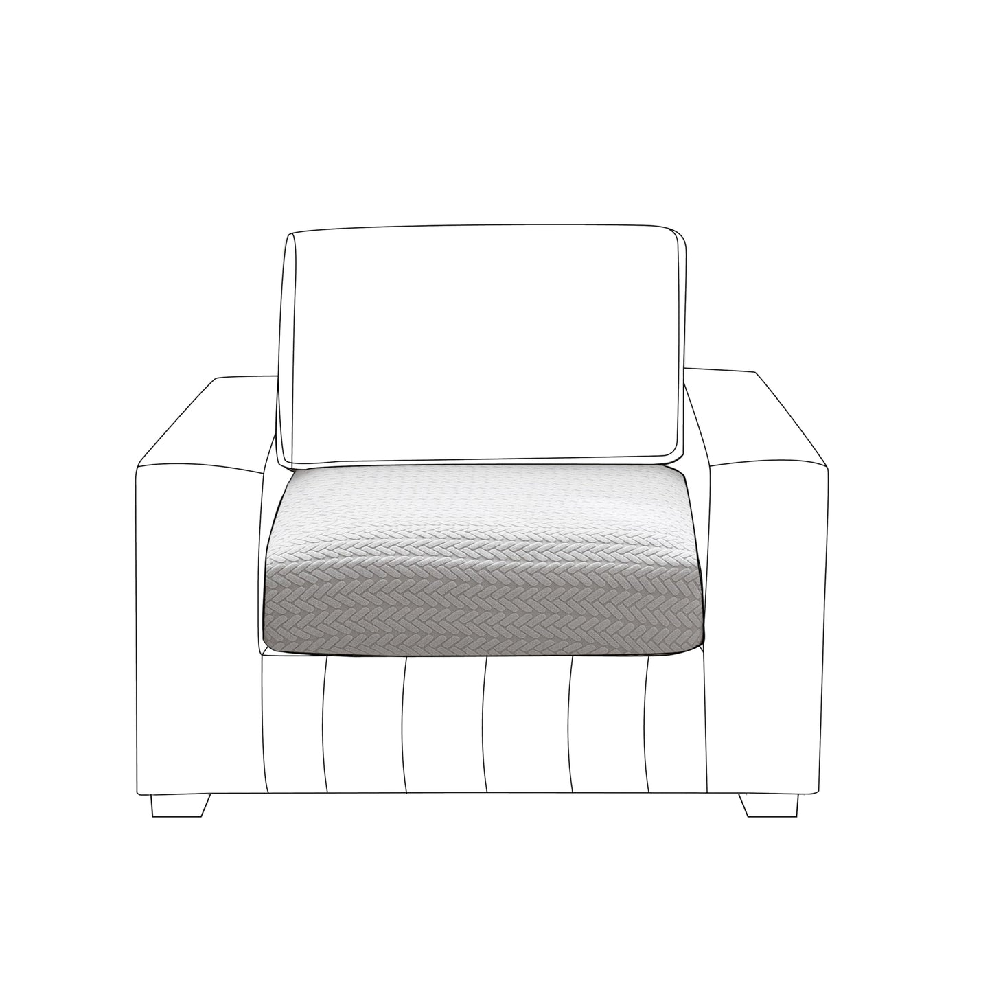Stretchable Thick Jacquard Textured Seat Couch Cushion Cover for 1/2/3 Seaters, Light Grey