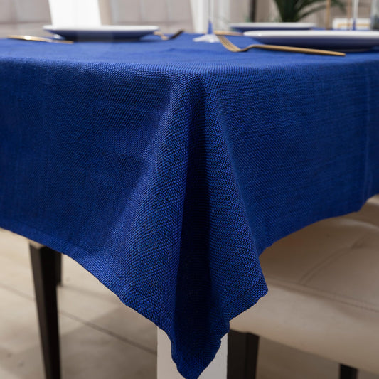 Poly Jute Dining Table Cover, Dark Blue