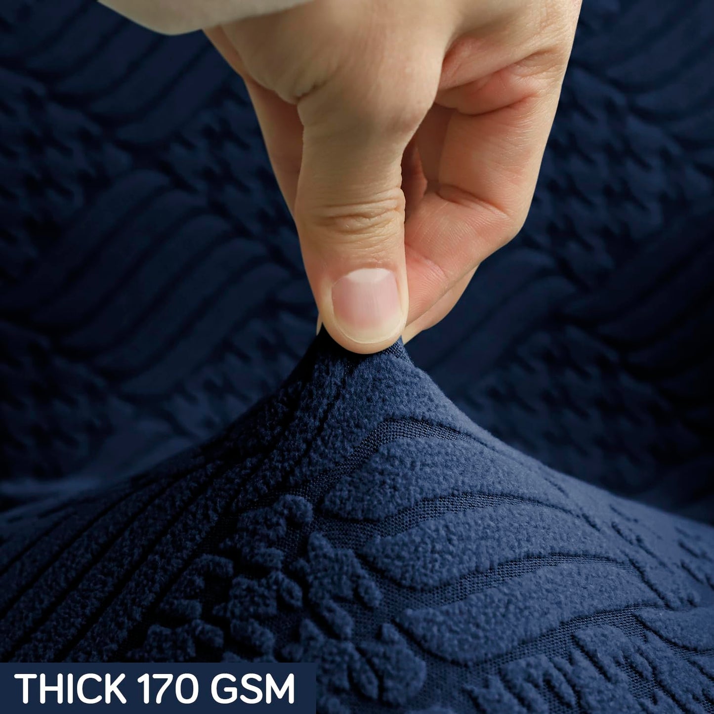 Premium 170 GSM Jacquard Fully Covered Recliner Sofa Cover for 1/2/3 Seaters, Navy Blue