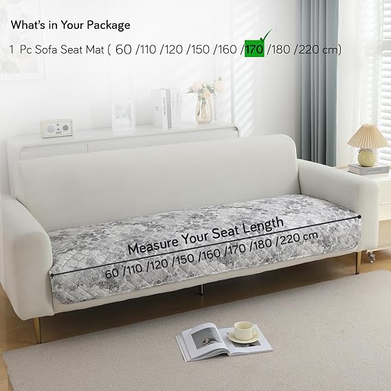Quilted, Waterproof and Anti-Slip Sofa Cover Mat, Abstract Pale Grey