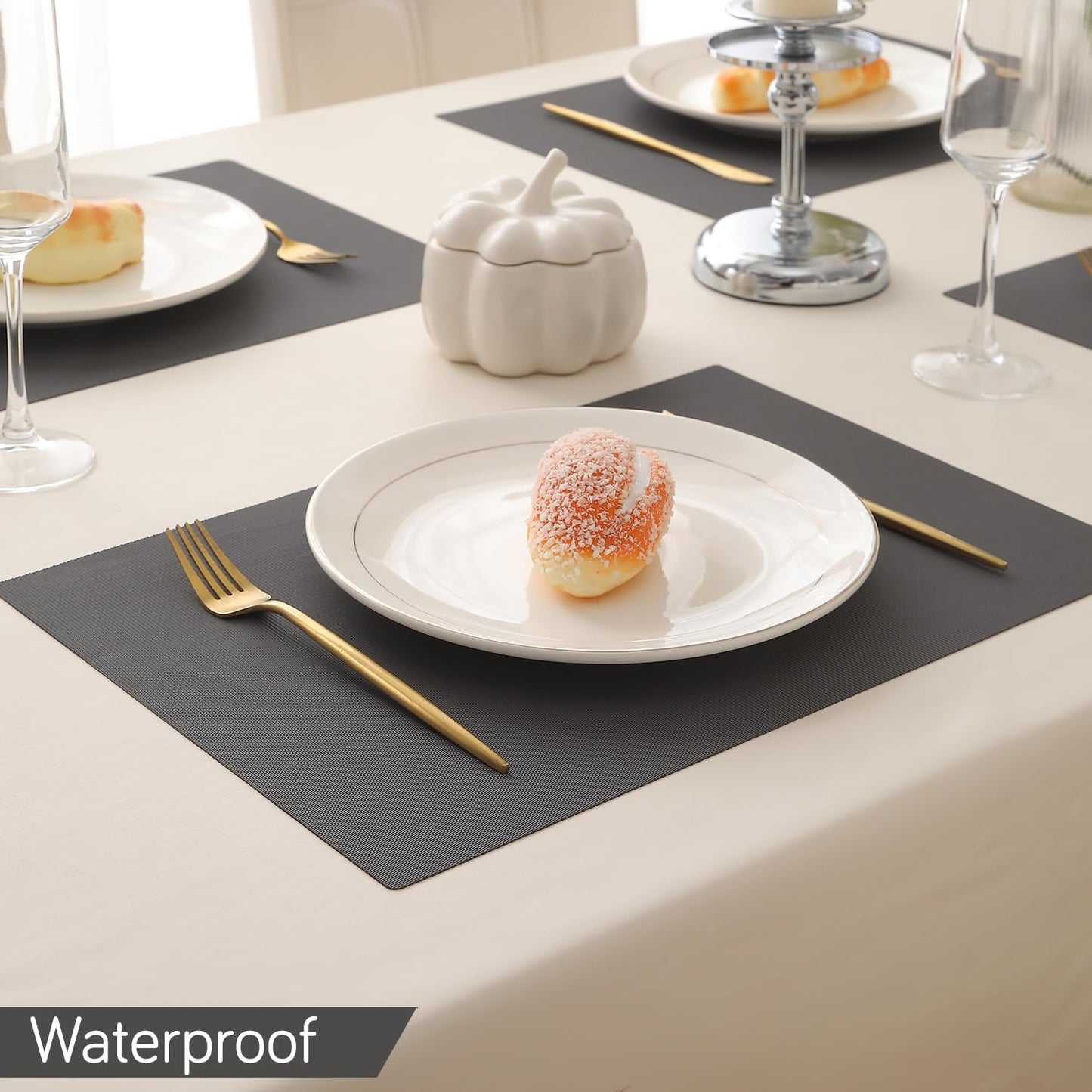 PP Waterproof Dining Table Mat, Anchor Grey