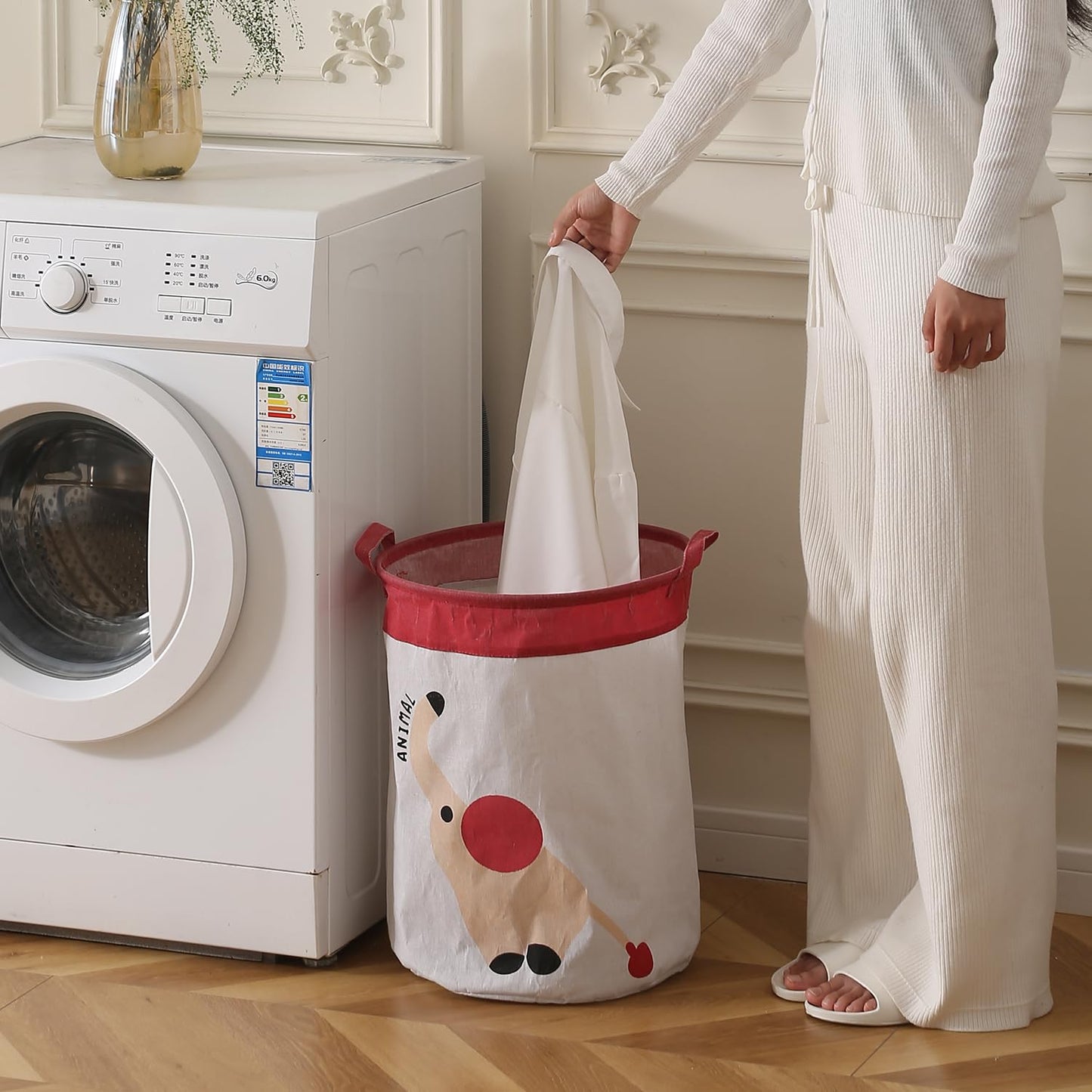 Fun Laundry Bag for Kids, Elephant Print Toy Organiser Storage Basket