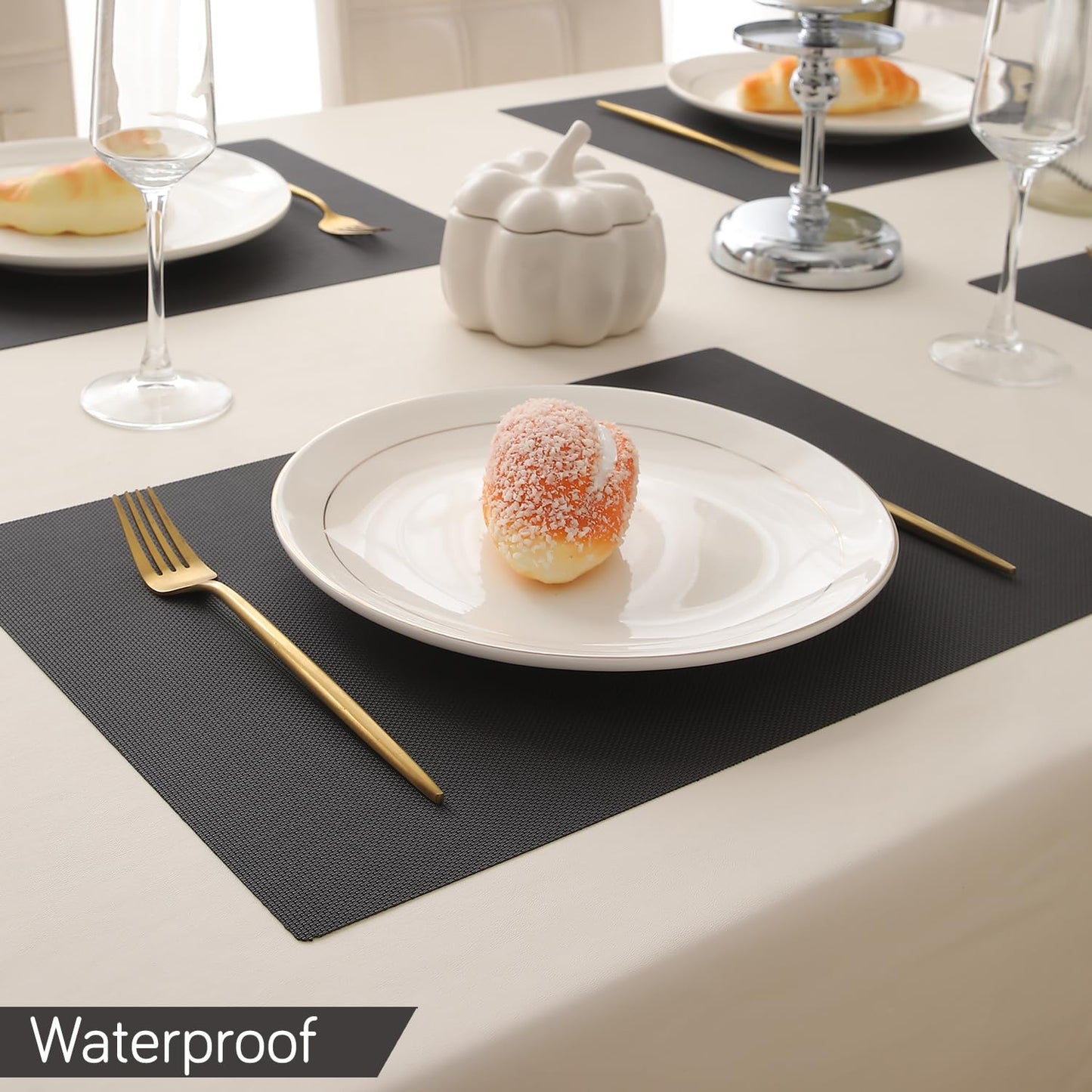 PP Waterproof Dining Table Mat, Chocolate Brown