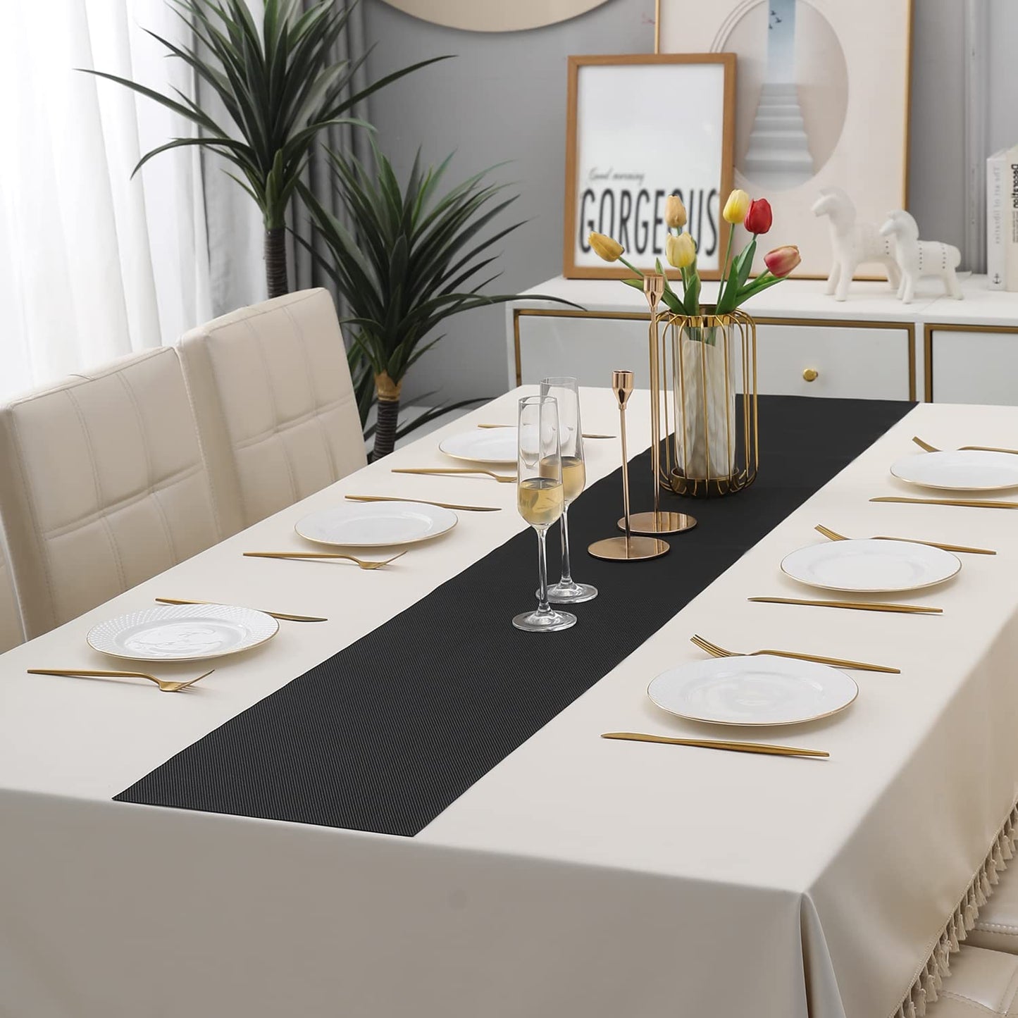 PVC Table Runner, Black