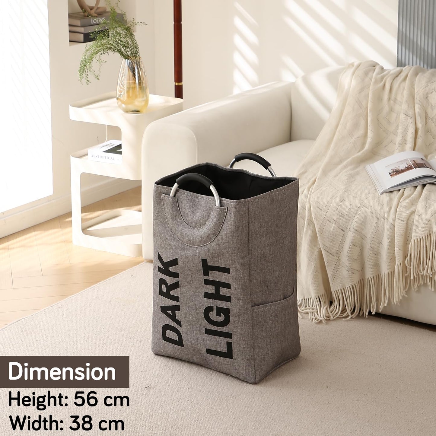Folding Laundry Bag for Clothes Hamper Basket Collapsible Storage Basket, Grey