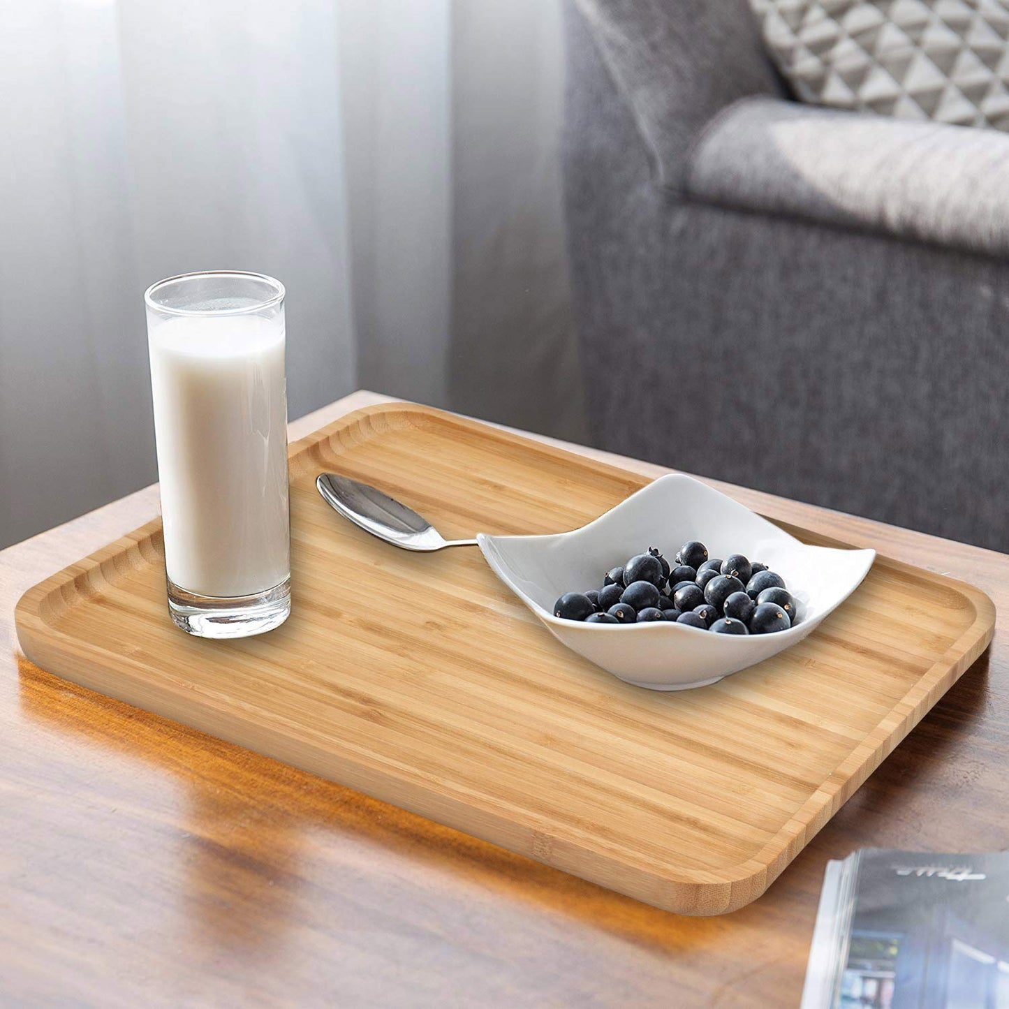 Wooden Bamboo Serving Tray Set of 2