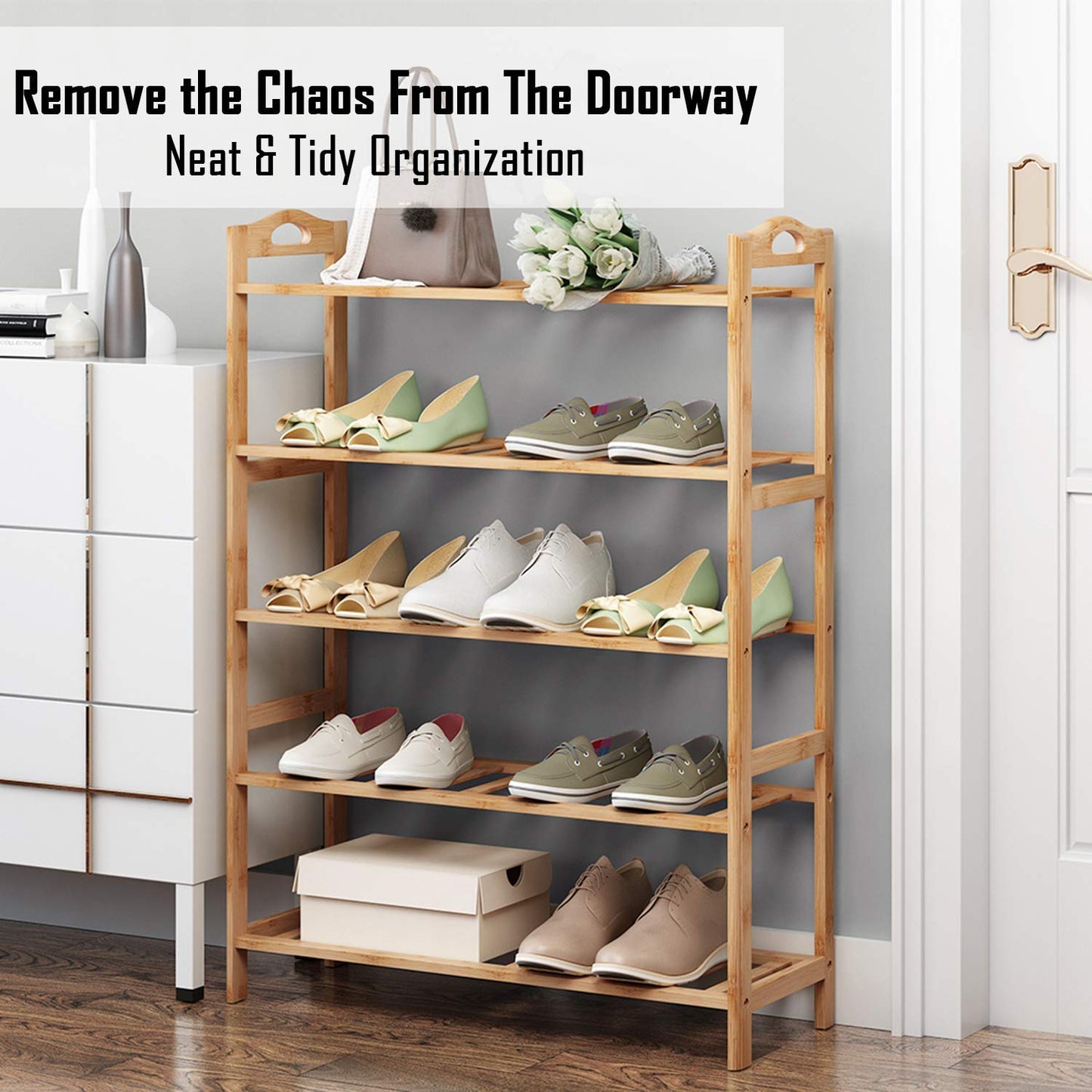 Bamboo 3/4/5 Tier Shoe Racks Slipper Stand Chappal Storage Organizer Utility Racks