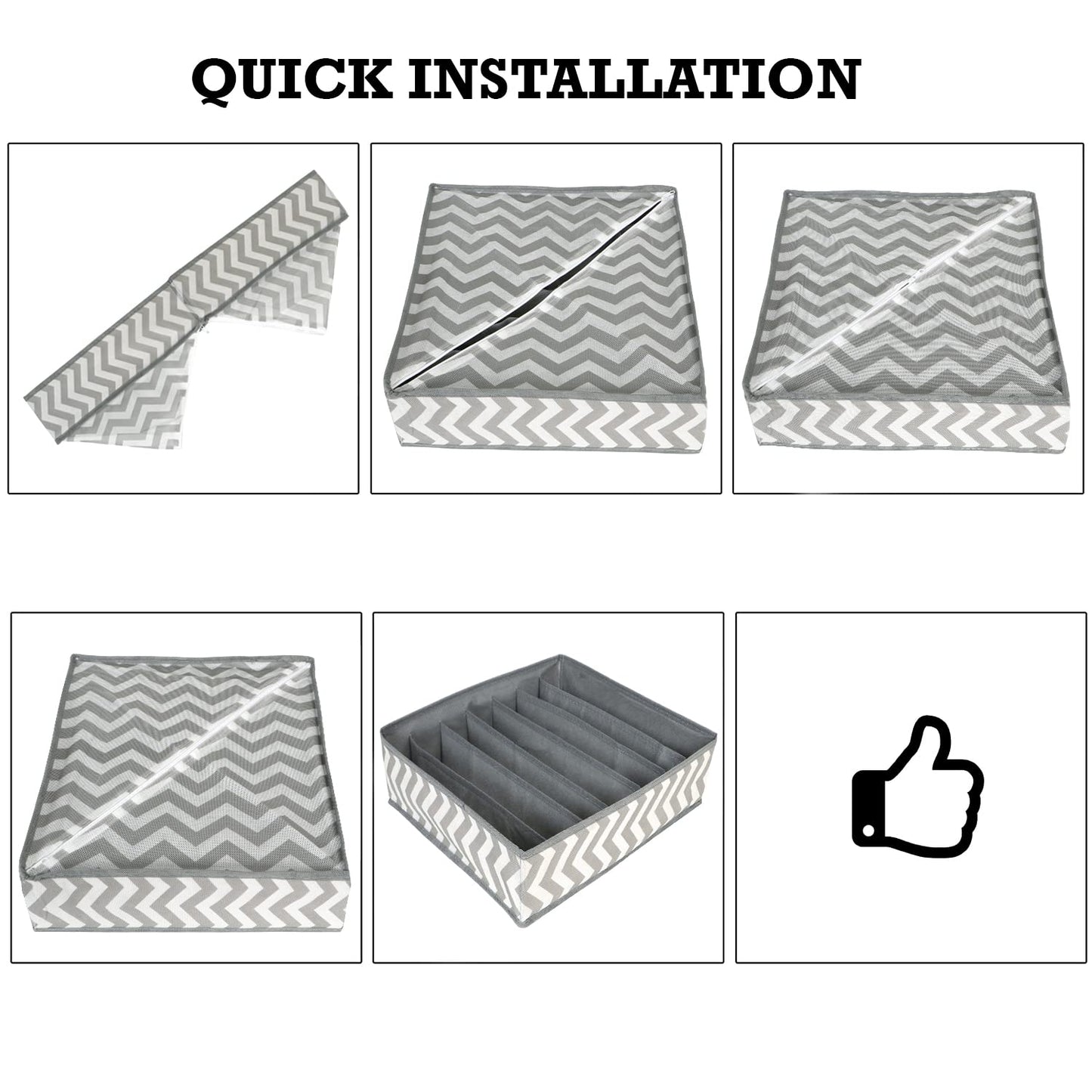 Non-Woven Undergarment Organizer Storage Box For Drawers Bra Panty Socks Tie Lingerie Wardrobe, 7 Grid*2 (Clothing, Grey)