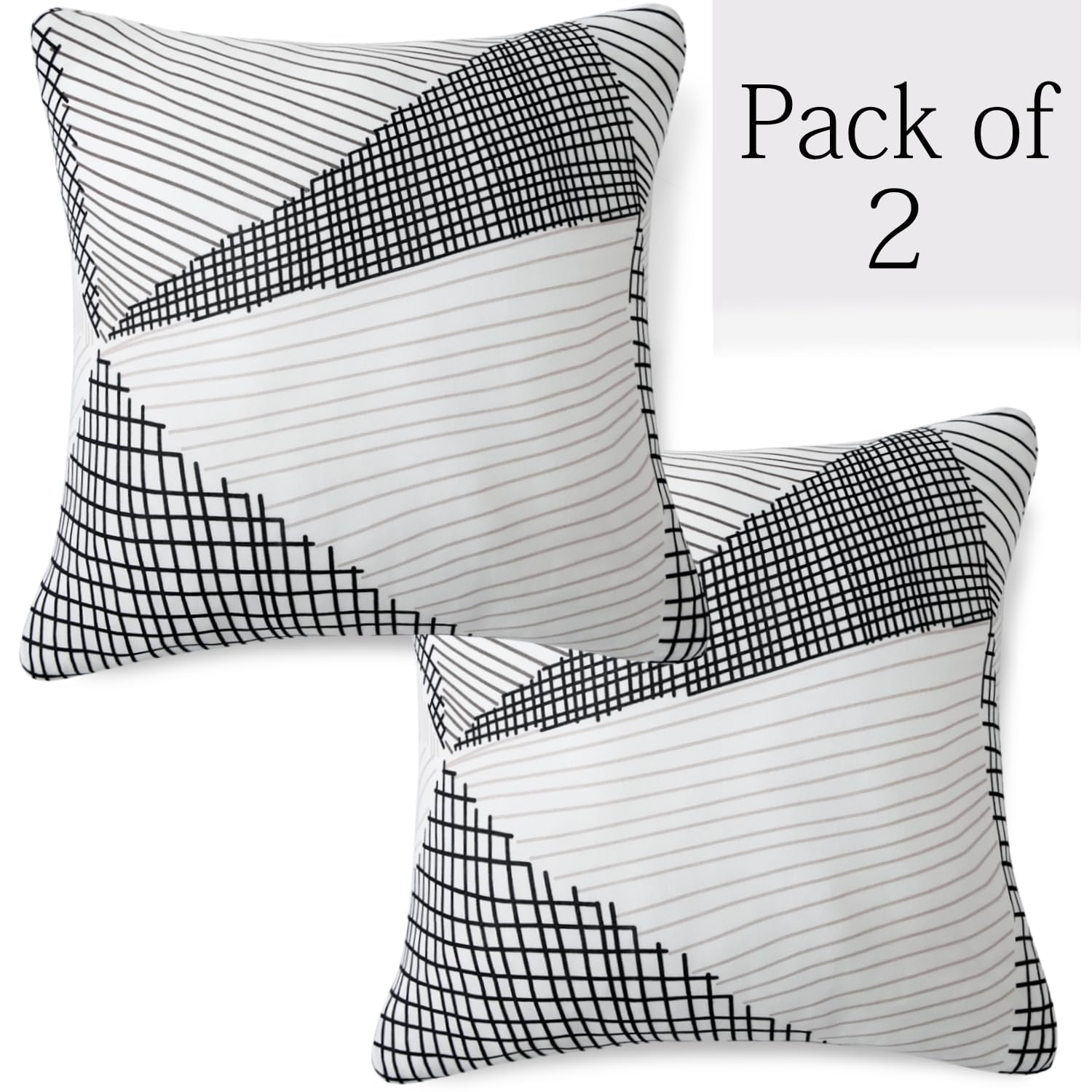 Best snow white black geometry print square cushion cover online